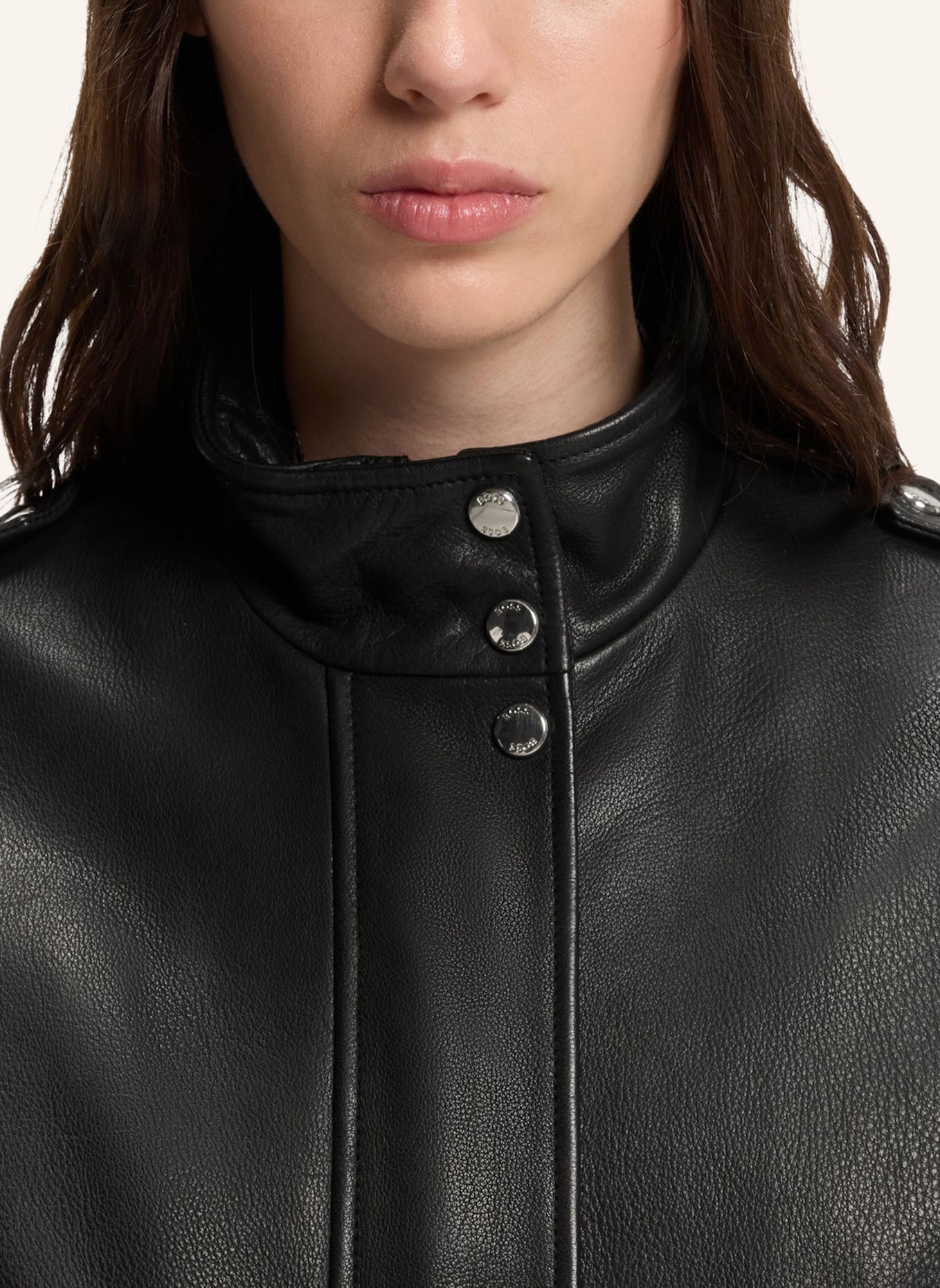 BOSS Lederjacke C_SABEA1 Regular Fit: SCHWARZ