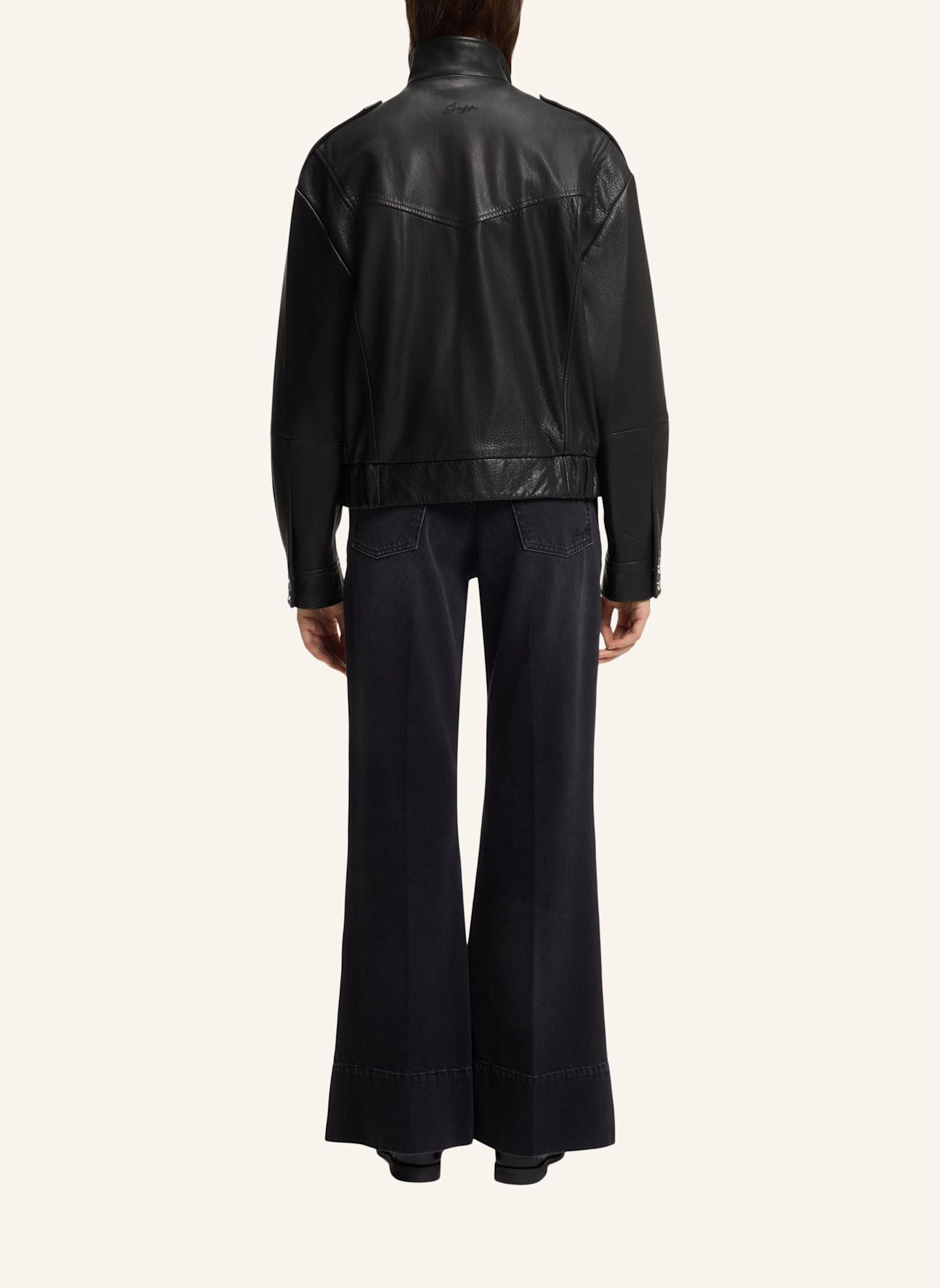 BOSS Lederjacke C_SABEA1 Regular Fit: SCHWARZ
