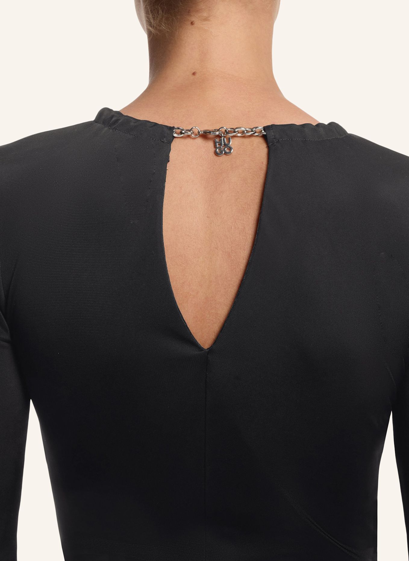 HUGO Jersey-Kleid NALATEY Regular Fit: SCHWARZ