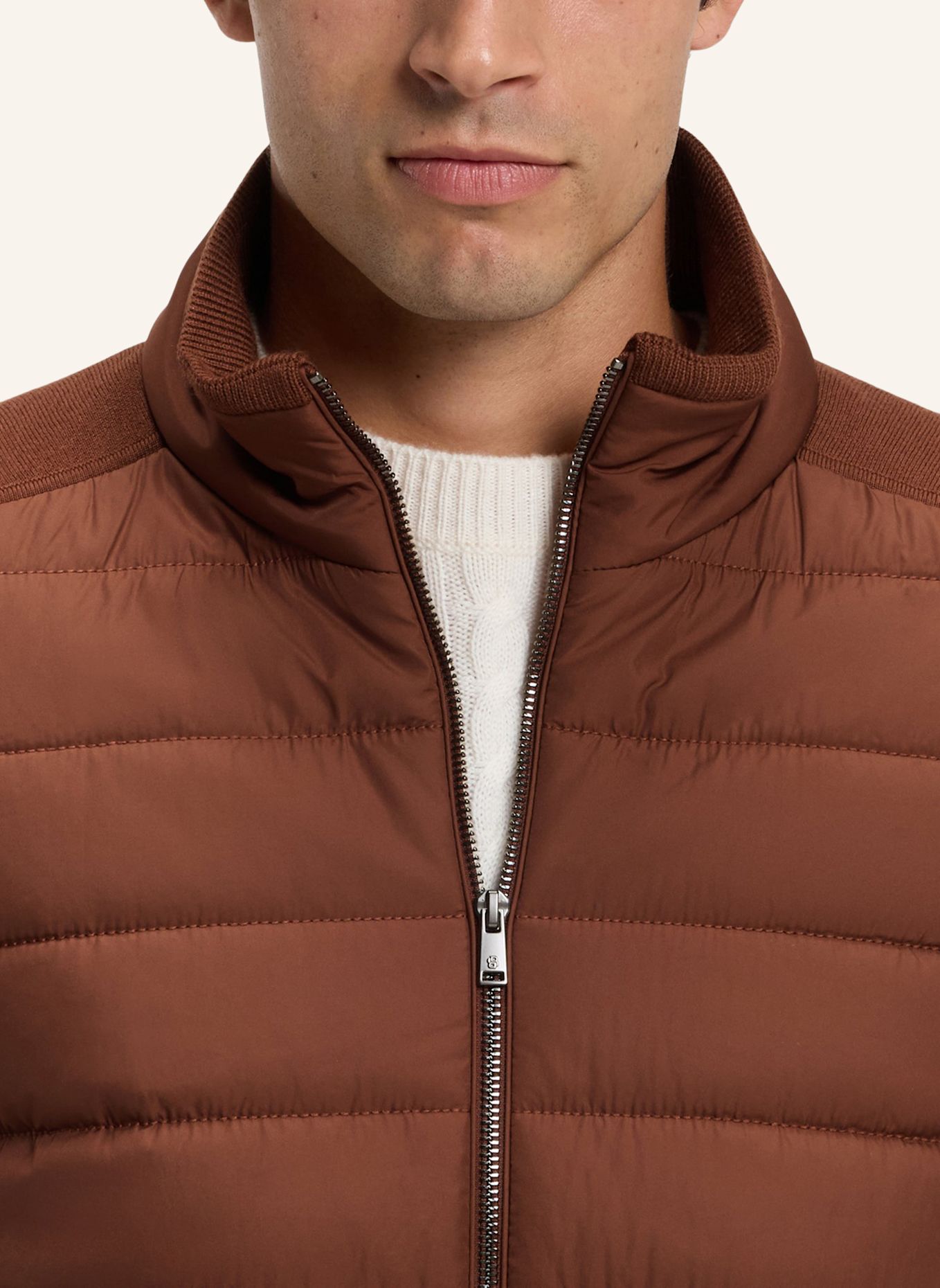 BOSS Strickjacke H-FACENTE_IN Regular Fit: BRAUN