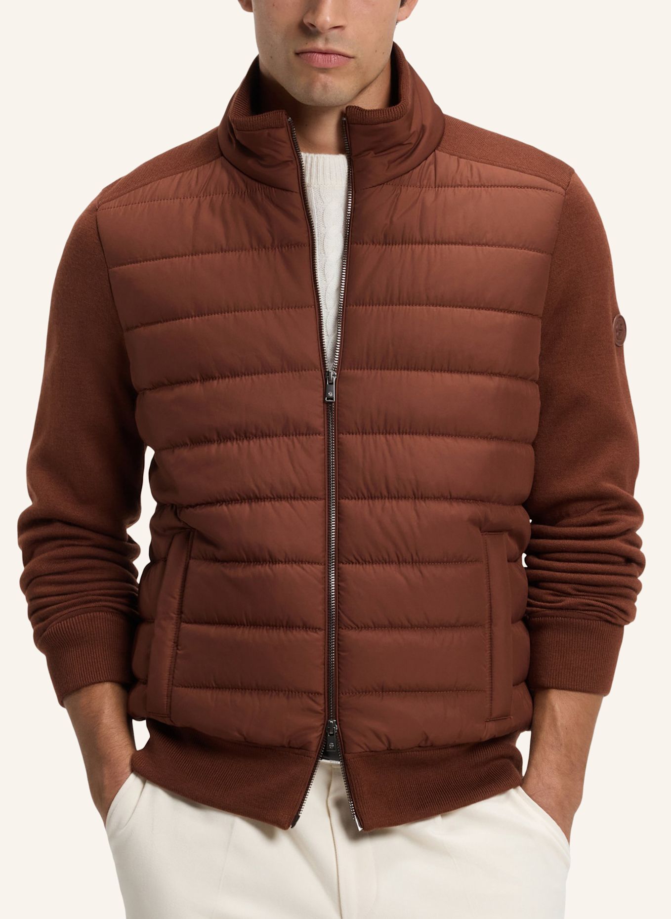 BOSS Strickjacke H-FACENTE_IN Regular Fit: BRAUN