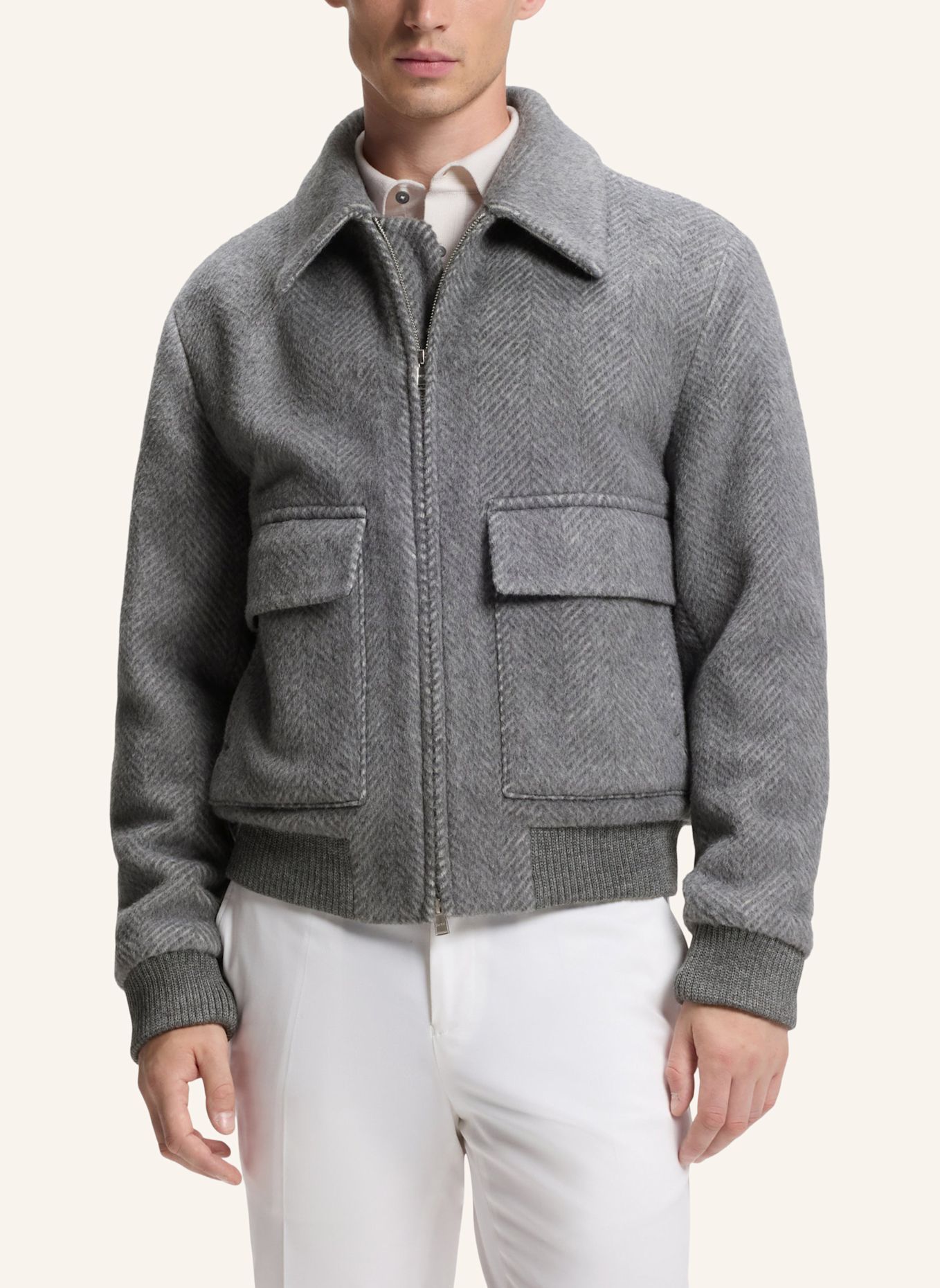 BOSS Mantel H-CHARLY-254 Relaxed Fit: SILBER