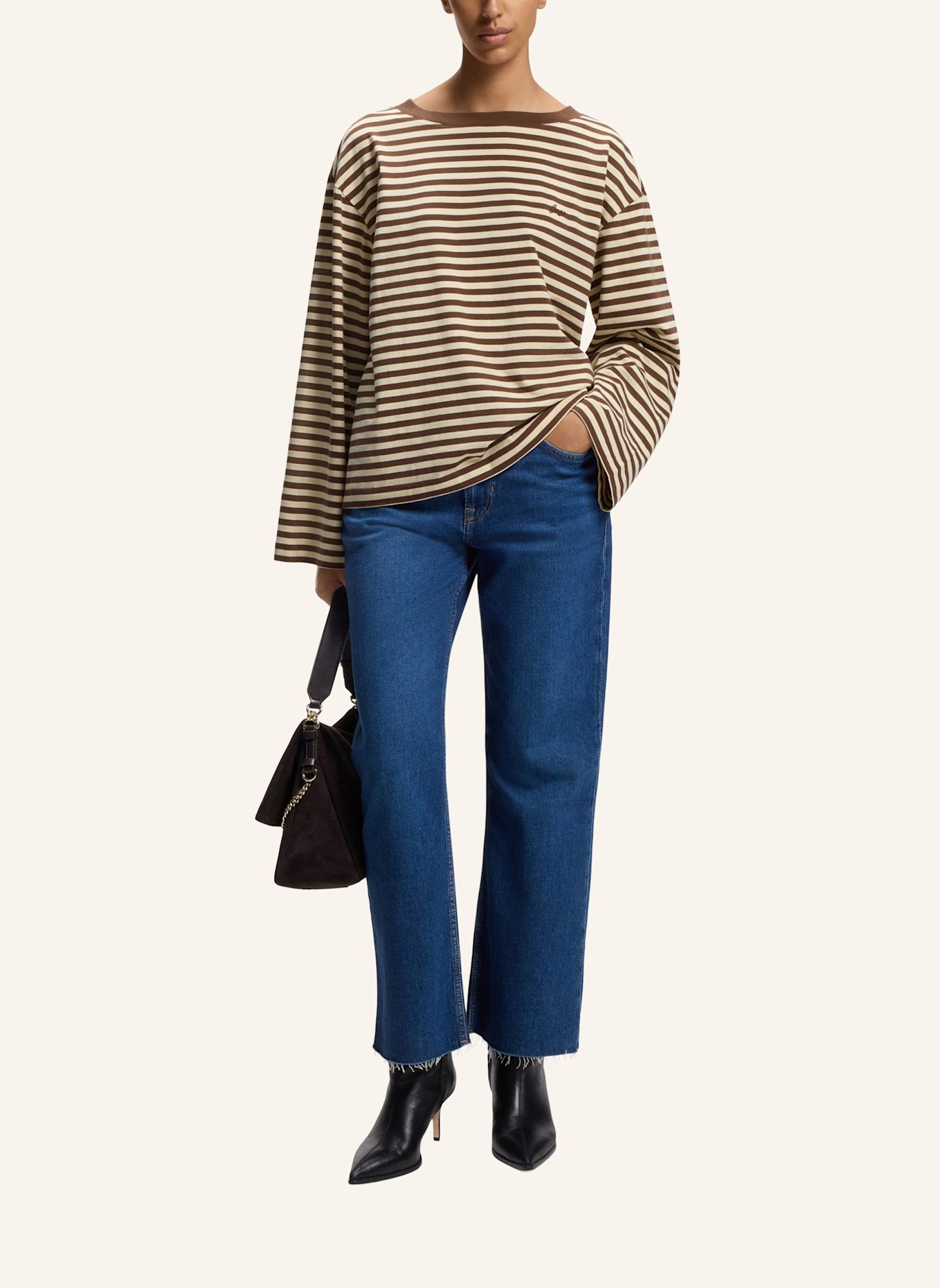 BOSS Top C_EWA_STRIPE Relaxed Fit: SCHWARZ