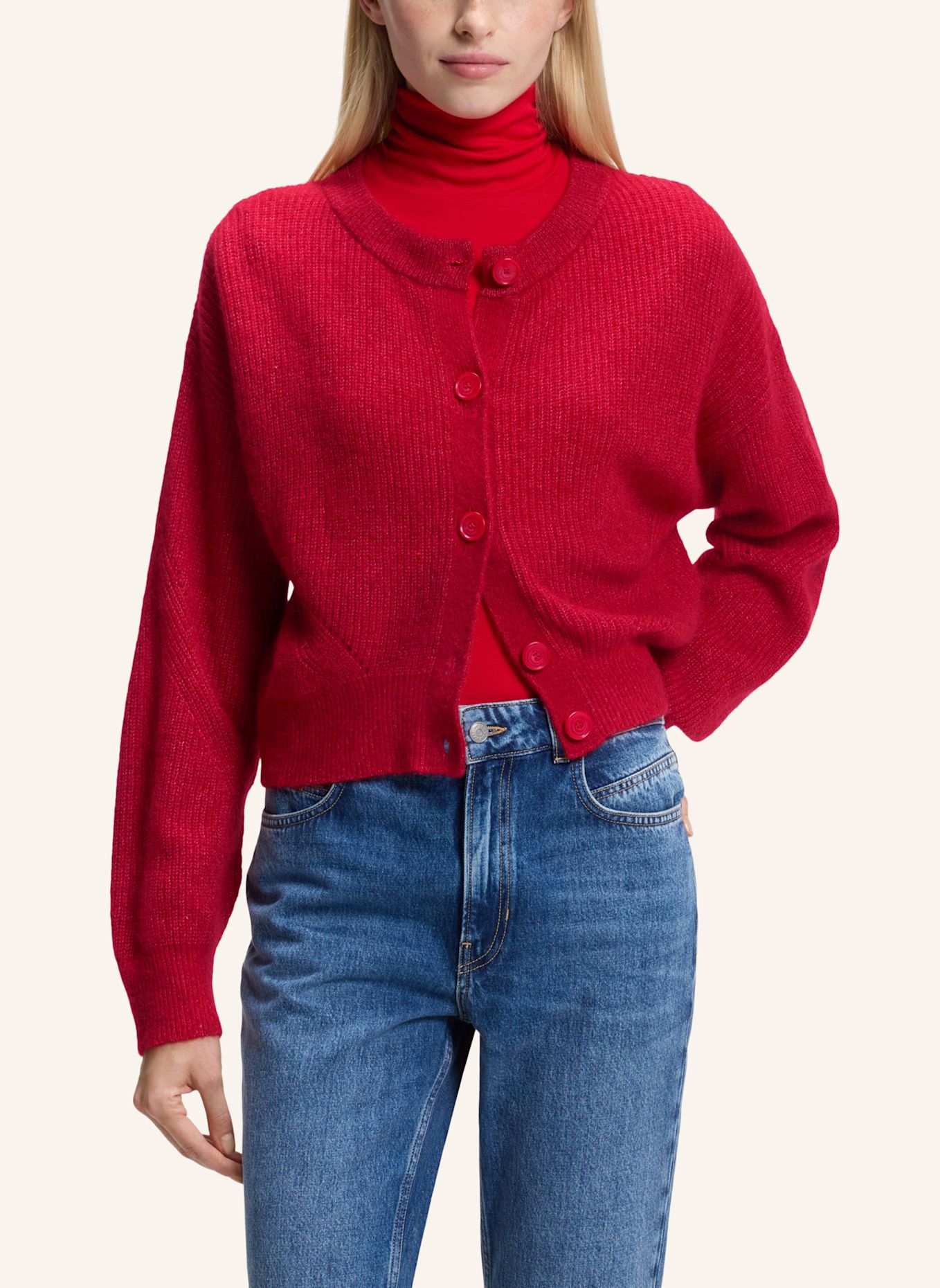 BOSS Strickjacke C_FERNARD_1 Relaxed Fit: ROT