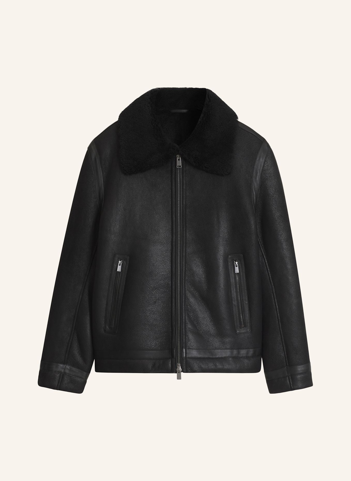 BOSS Lederjacke H-MORBIN: SCHWARZ