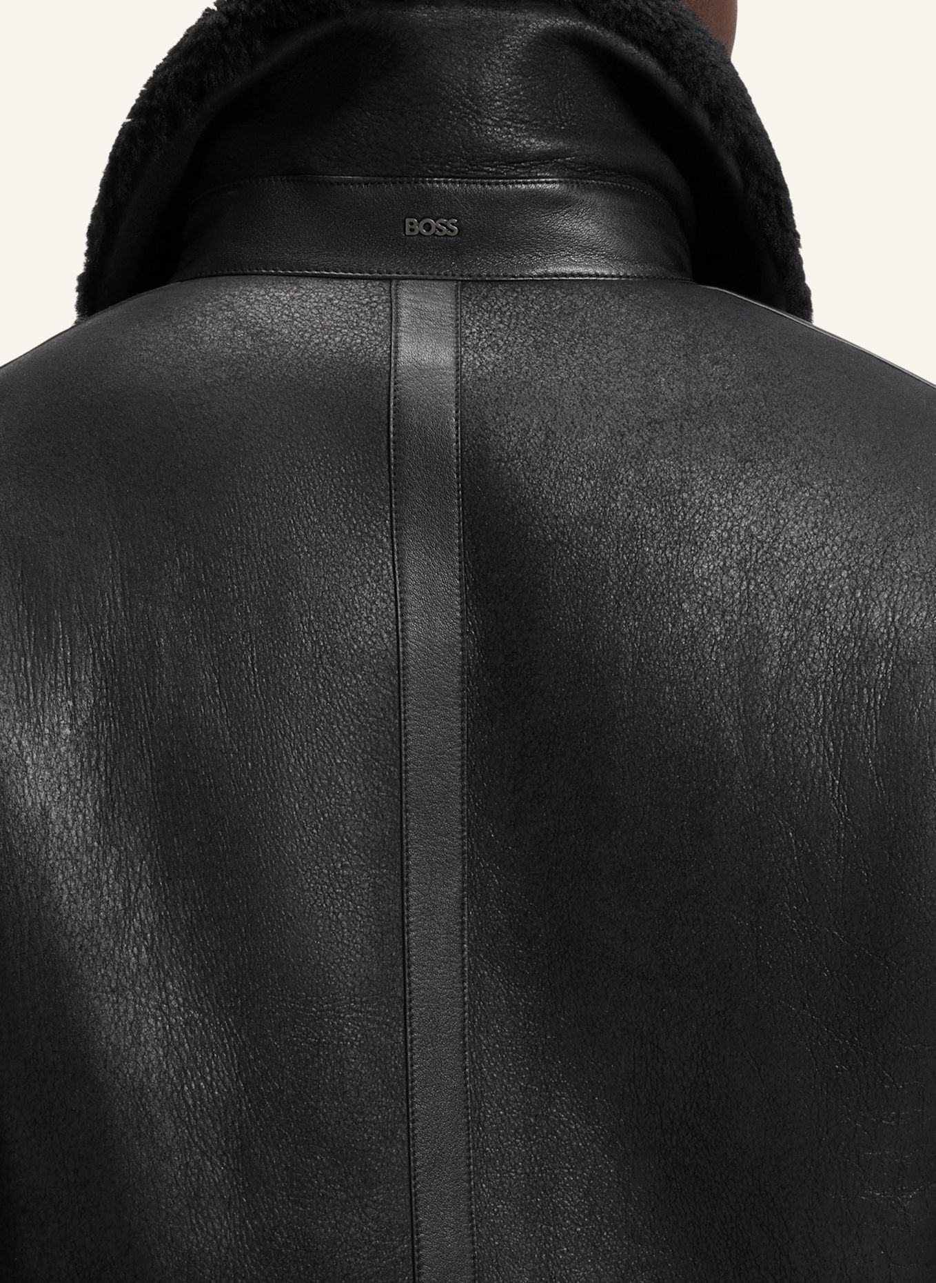 BOSS Lederjacke H-MORBIN: SCHWARZ