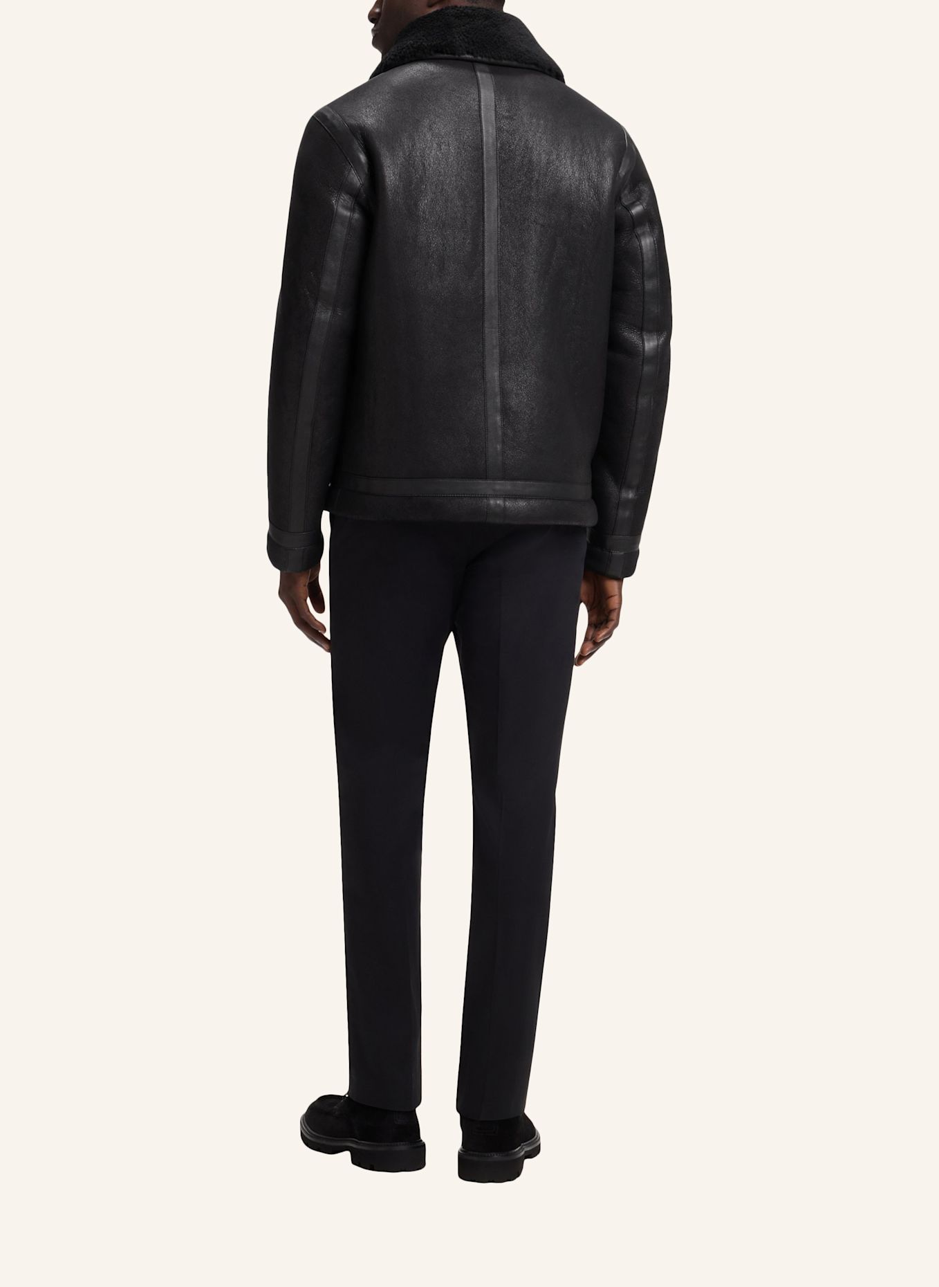 BOSS Lederjacke H-MORBIN: SCHWARZ