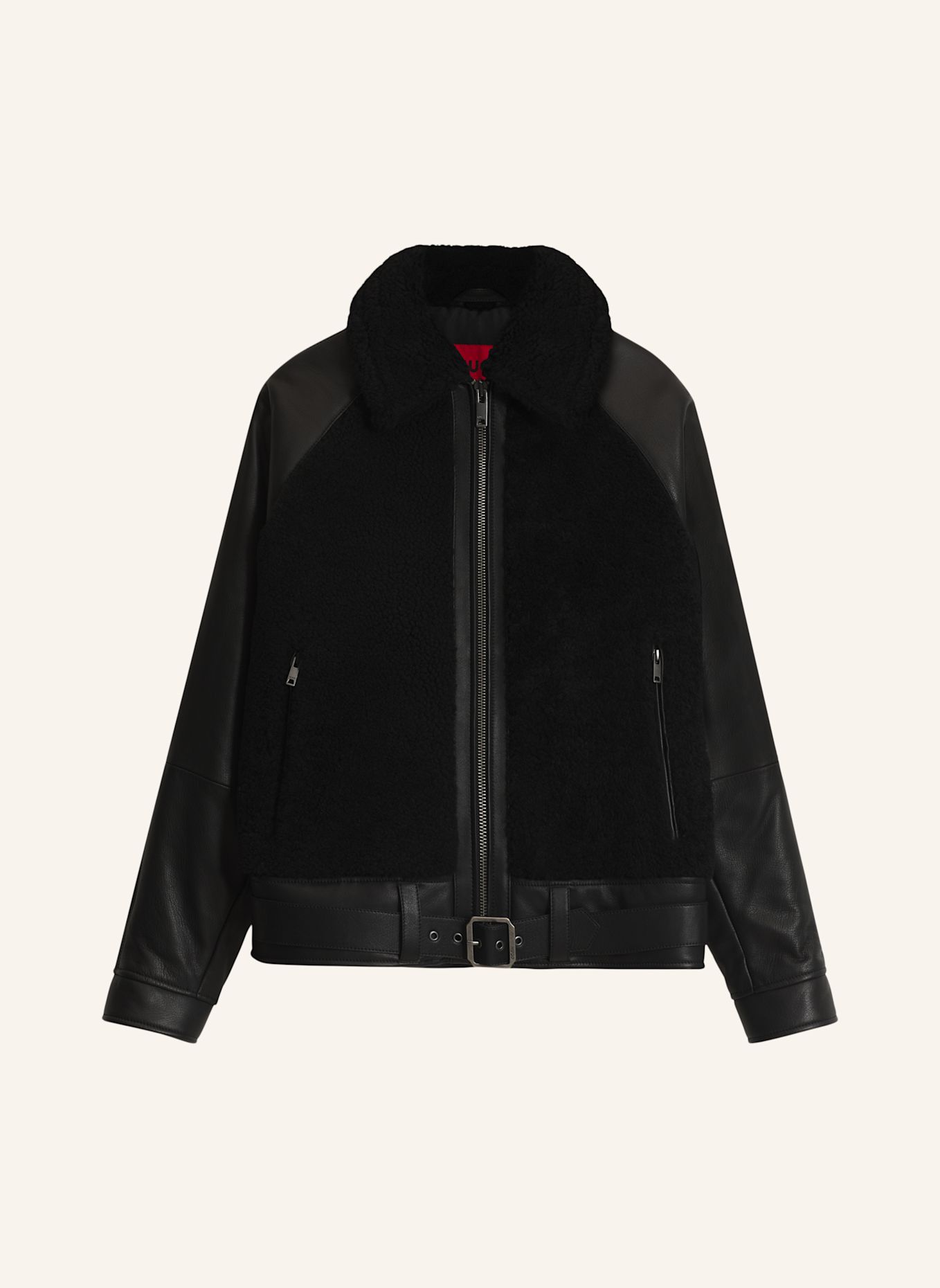 HUGO Lederjacke LARAN Regular Fit: SCHWARZ