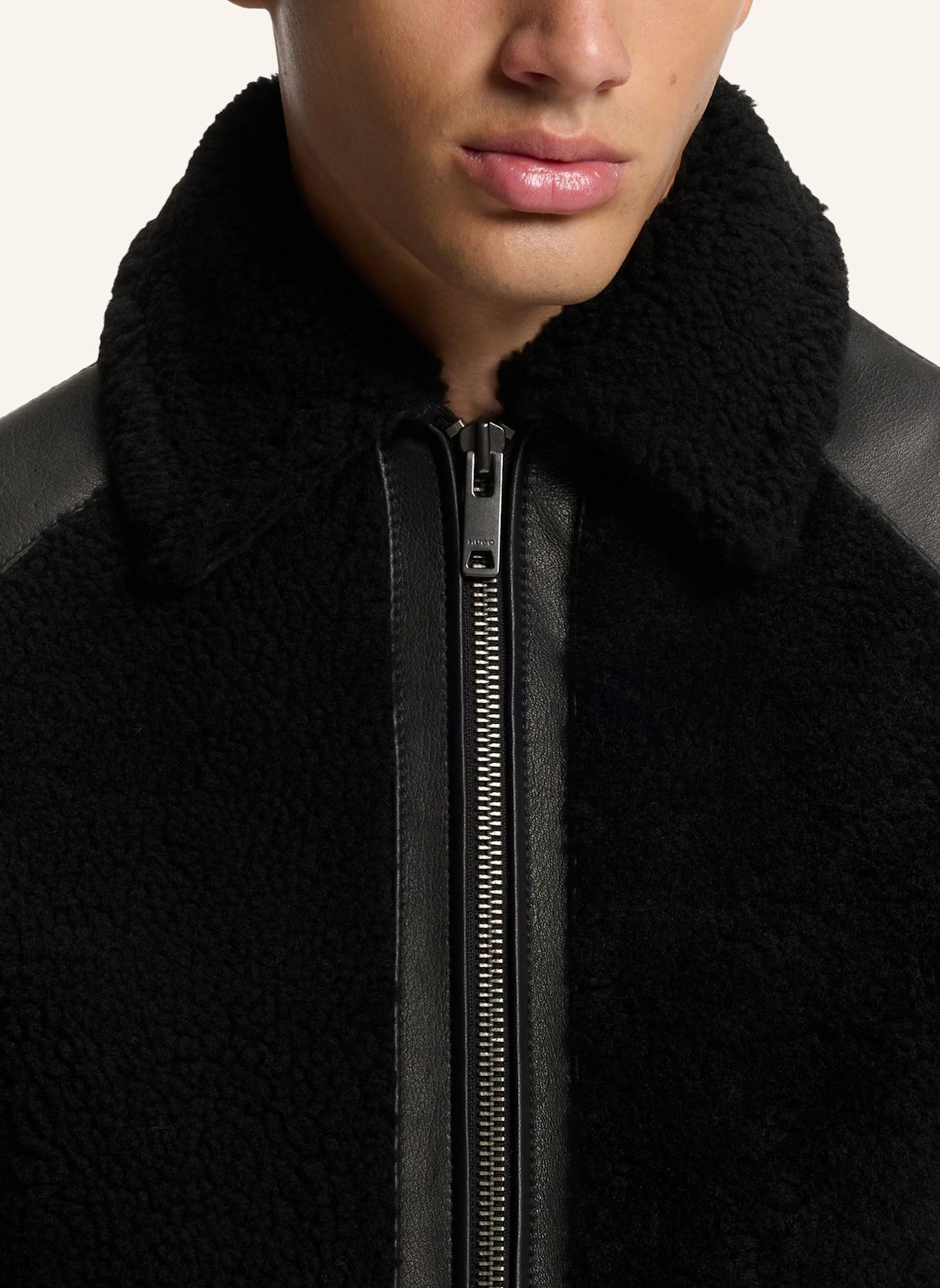 HUGO Lederjacke LARAN Regular Fit: SCHWARZ