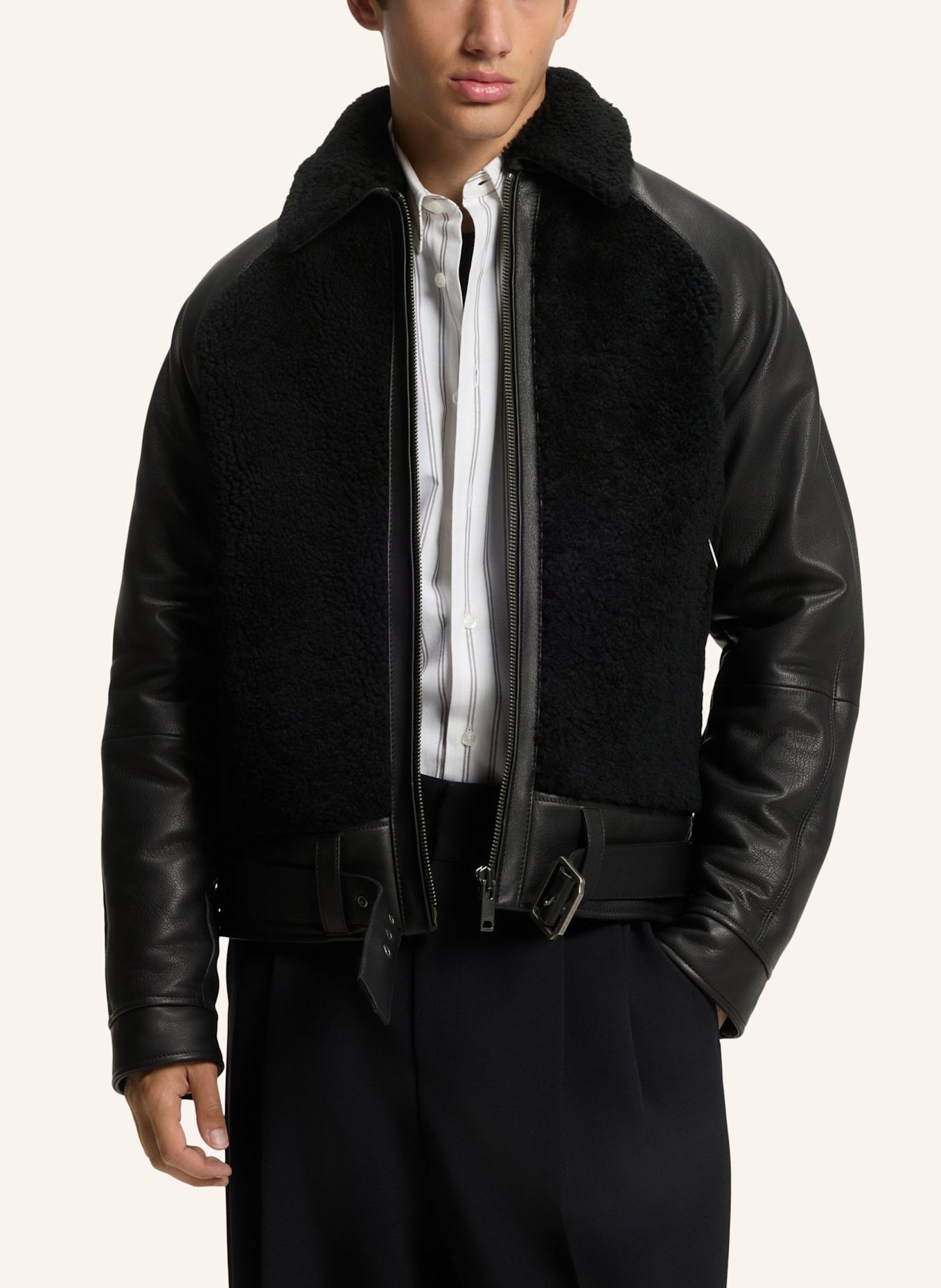 HUGO Lederjacke LARAN Regular Fit: SCHWARZ