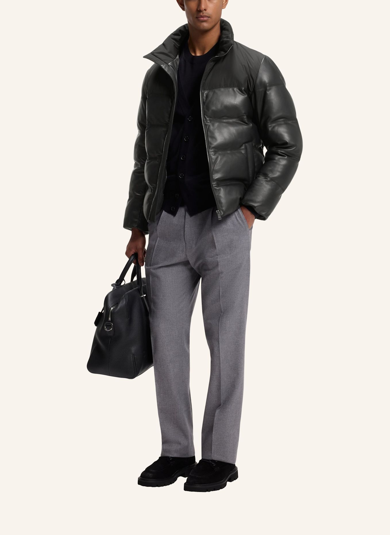 BOSS Lederjacke H-MADDER: SCHWARZ