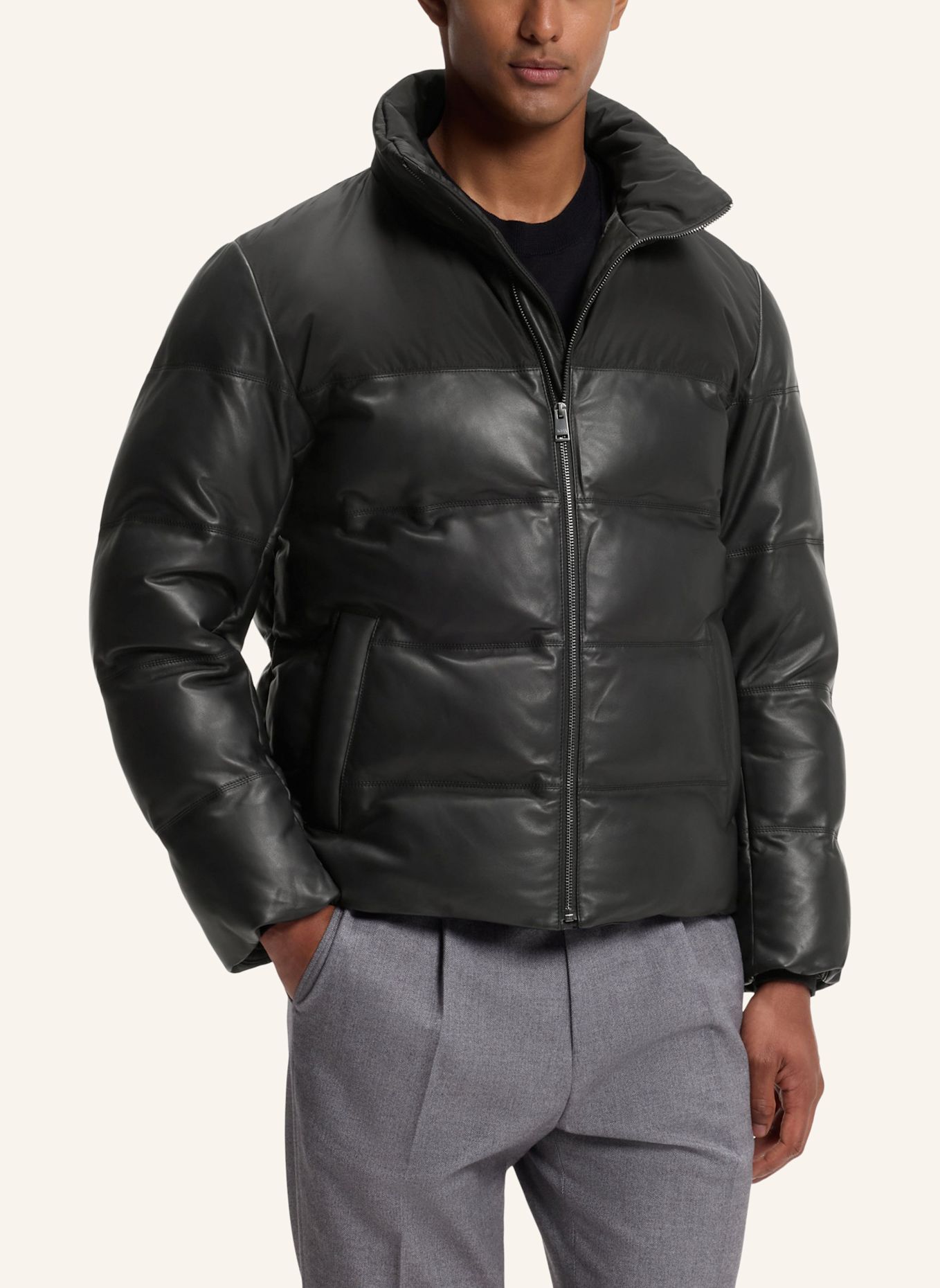 BOSS Lederjacke H-MADDER: SCHWARZ