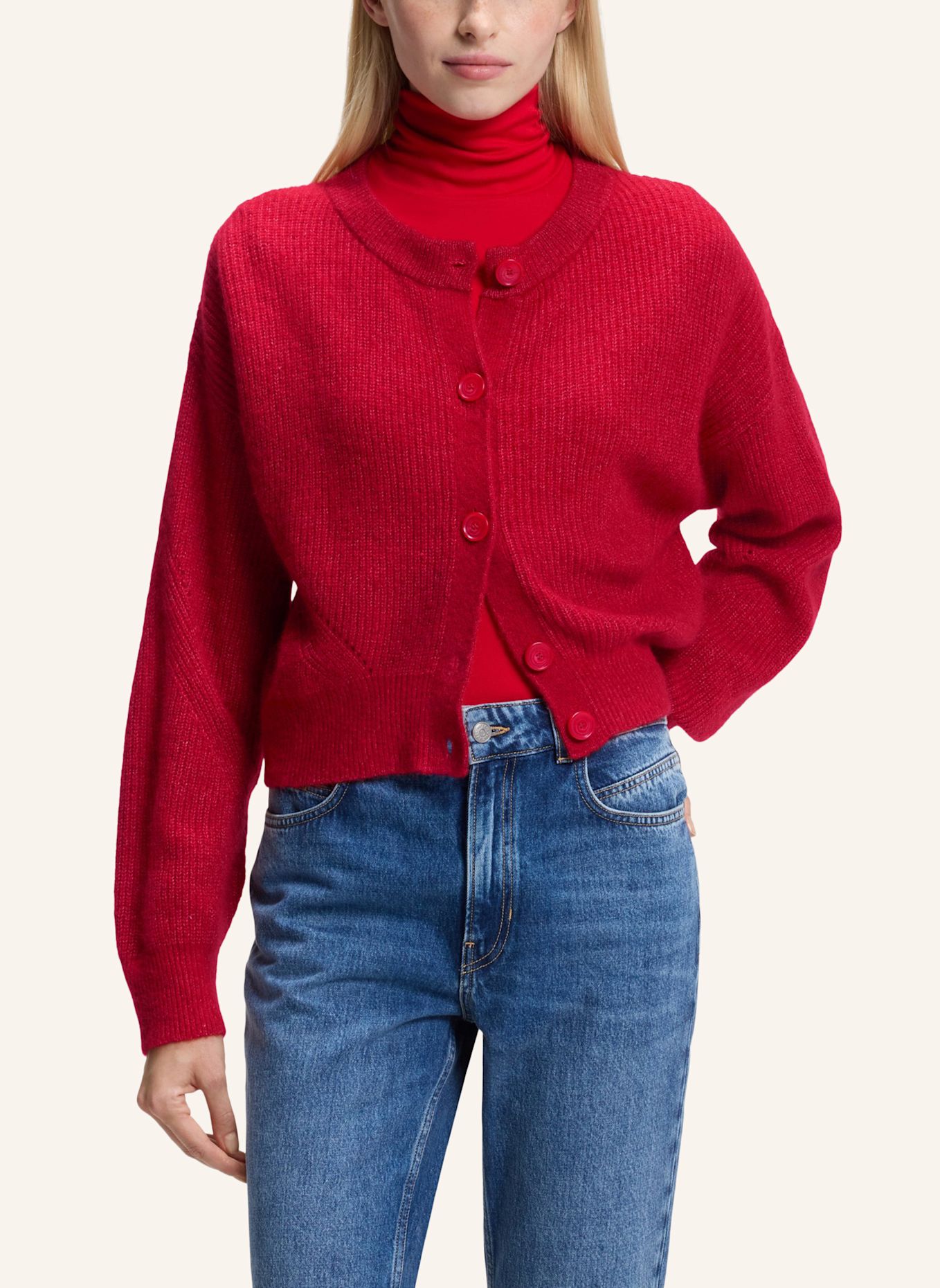 BOSS Strickjacke C_FERNARD_1 Relaxed Fit: ROT