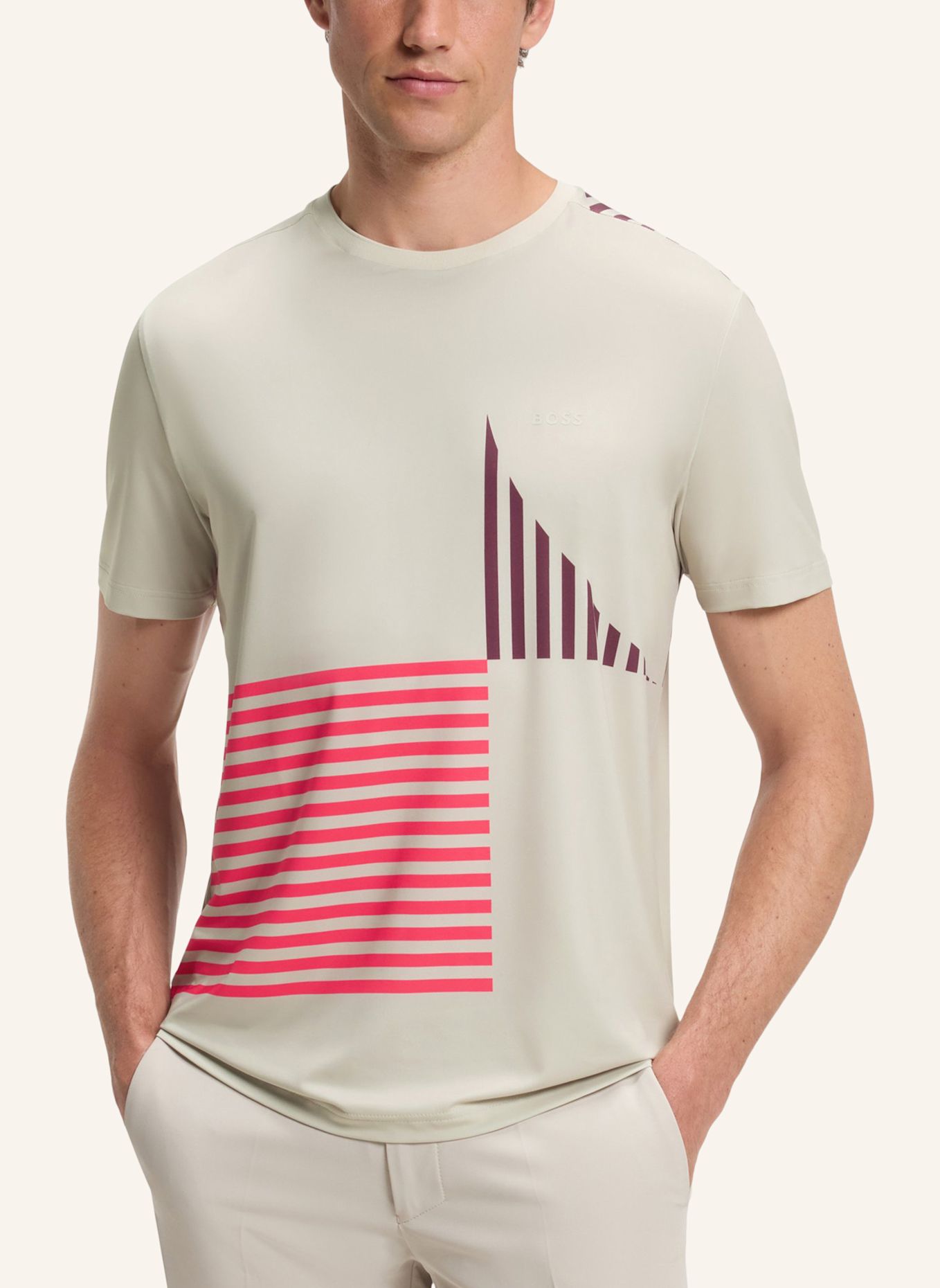 BOSS T-Shirt TEE STRIPED C1 Regular Fit: BEIGE