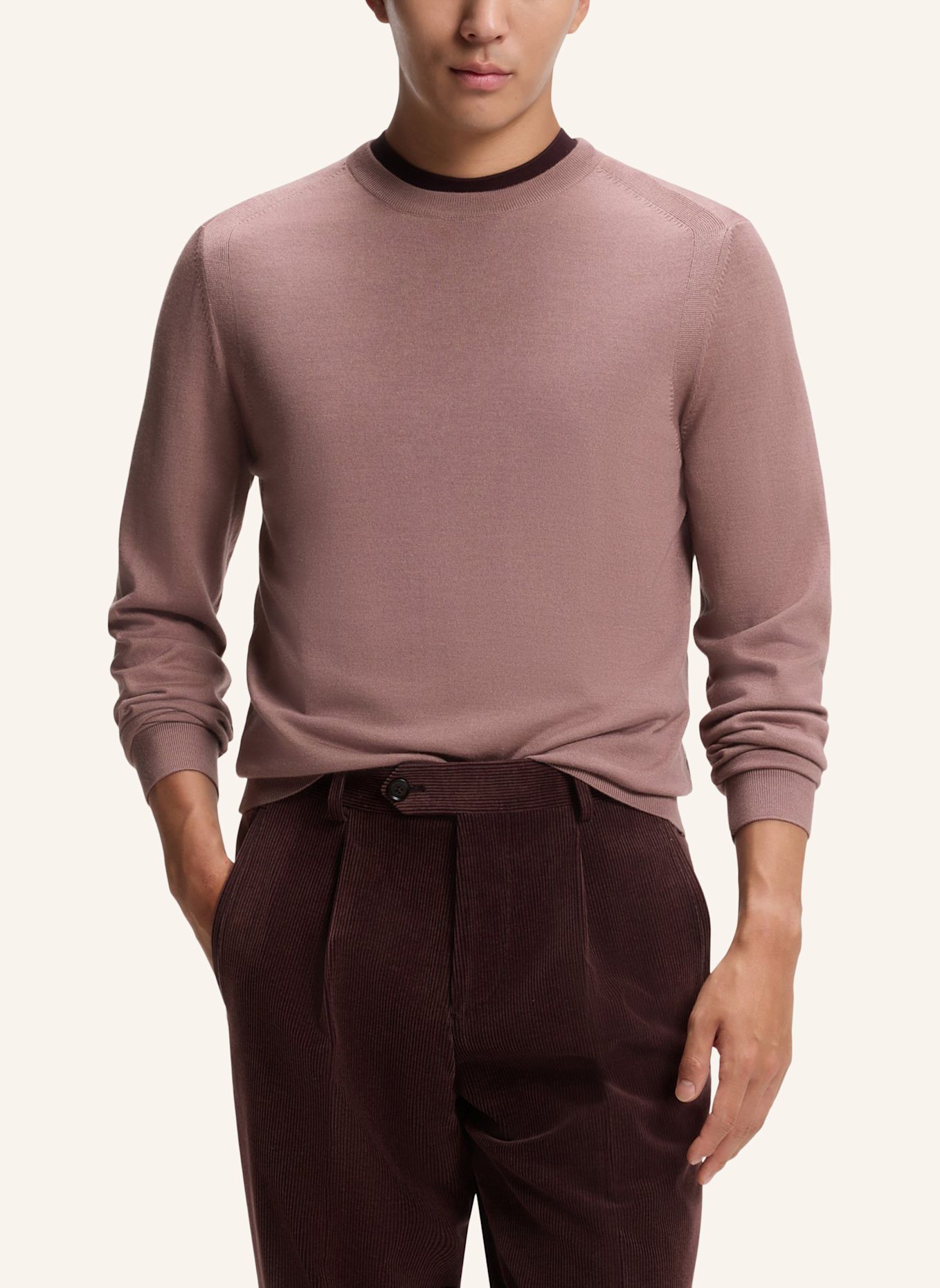BOSS Pullover L-OVERO Regular Fit: HELLBRAUN