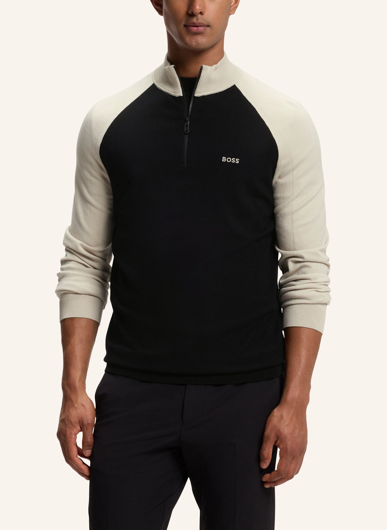 BOSS Pullover KN_GOC SWING QZ Regular Fit: SCHWARZ