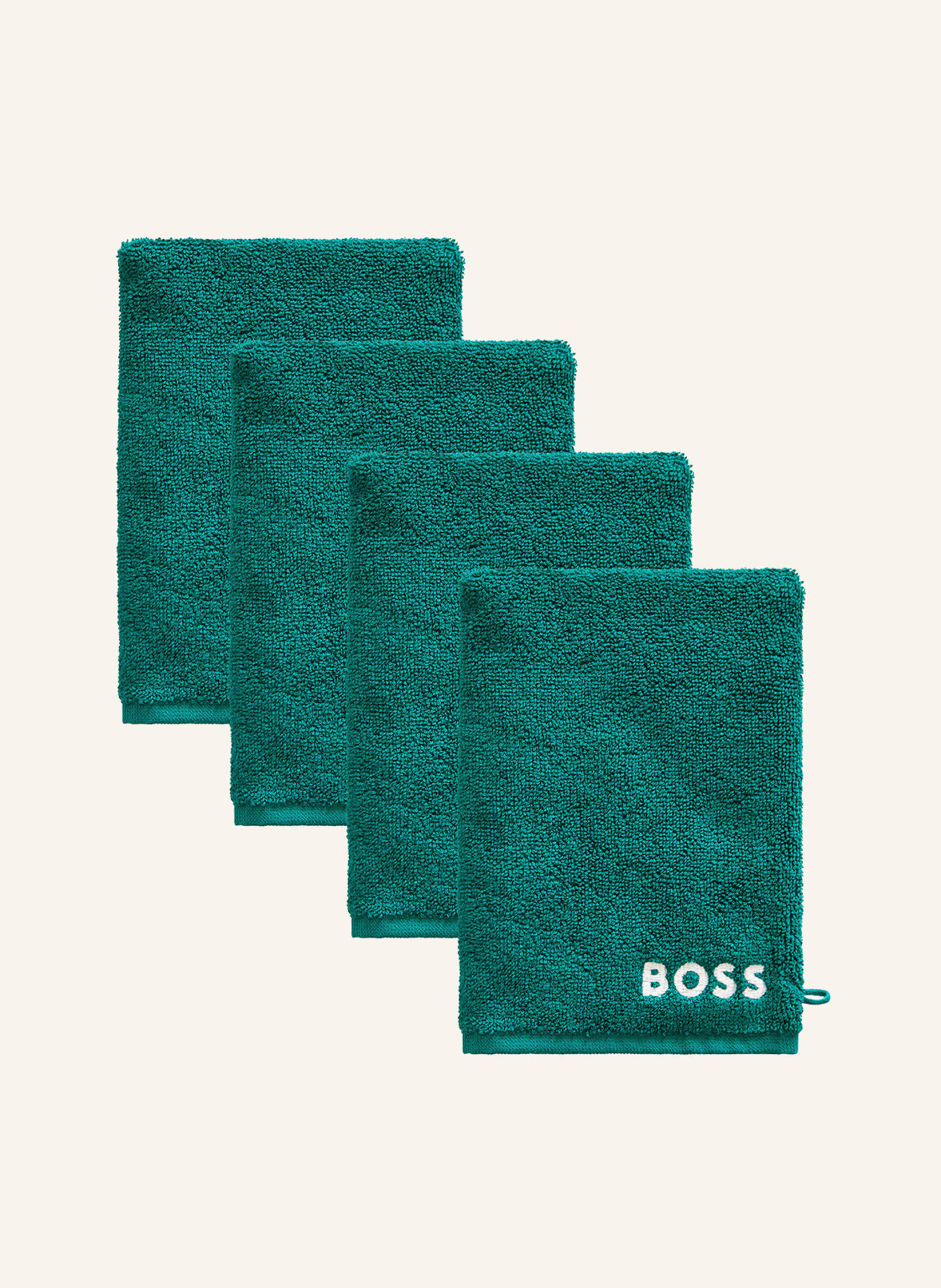 BOSS 4er-Set Waschhandschuhe 4ER-SET WASCHHANDSCHUHE, Farbe: DUNKELGRÜN (Bild 6)