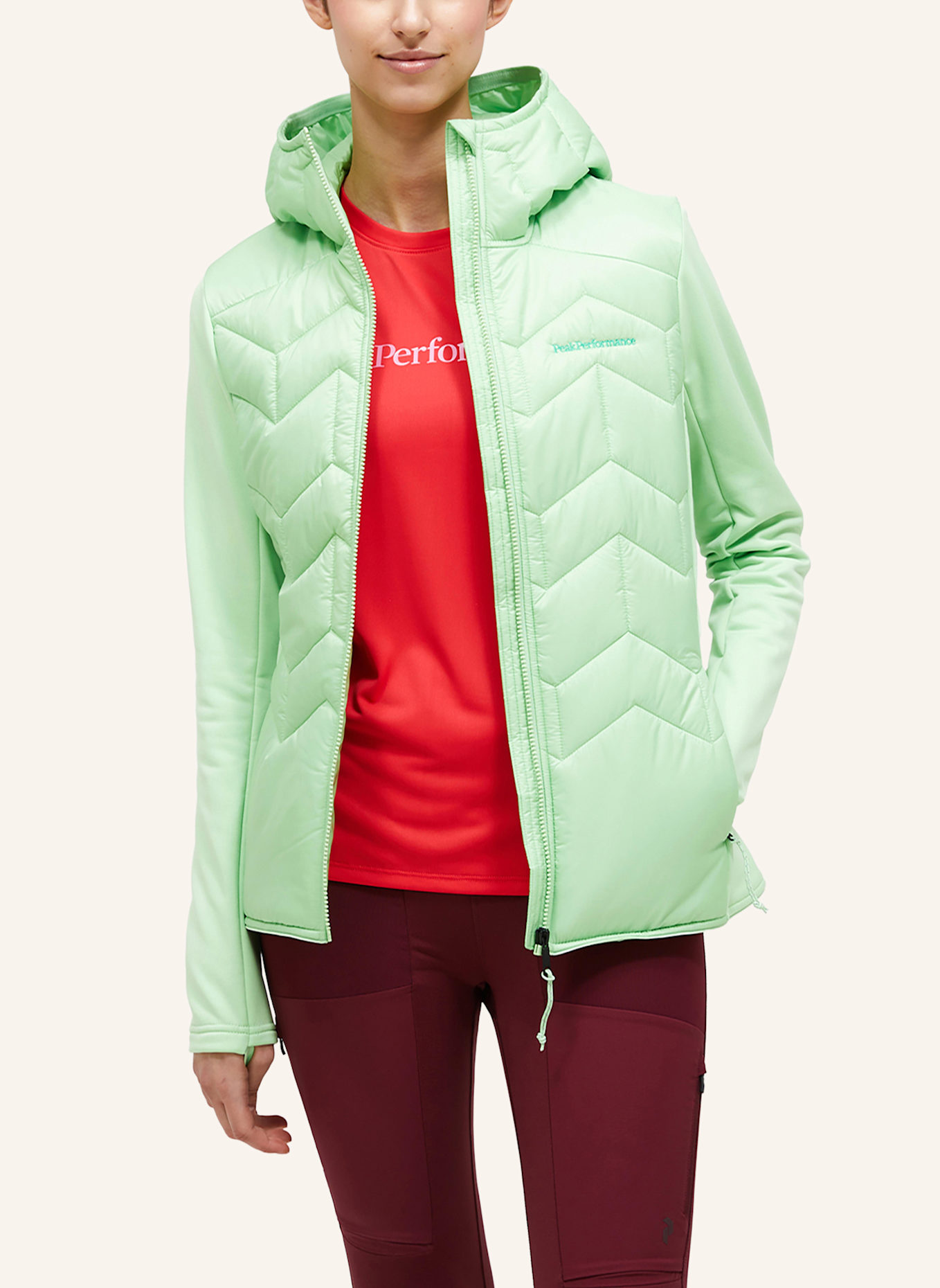 Peak Performance Hybrid-Steppjacke ELEVATE LINER: HELLGRÜN