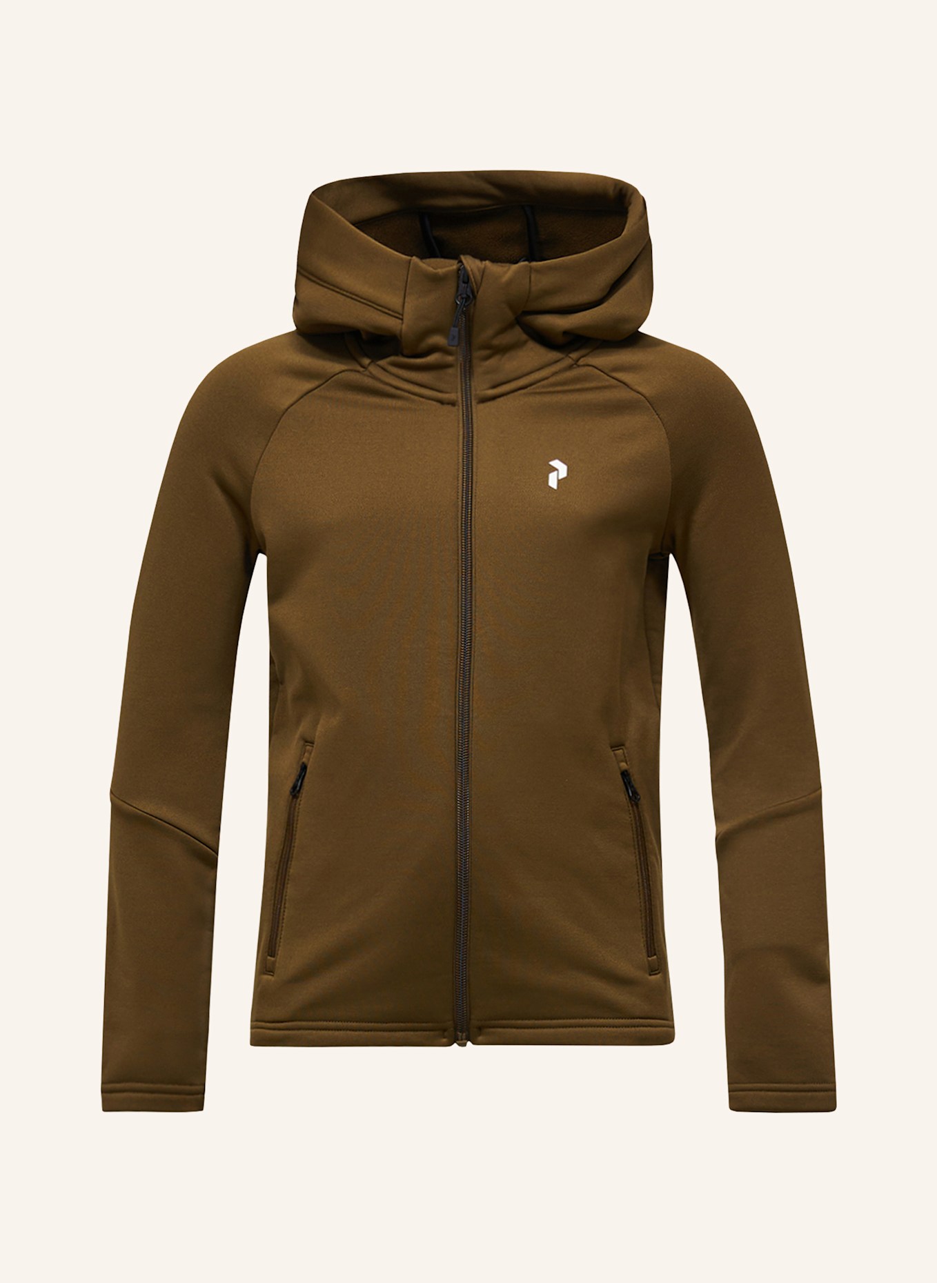 Peak Performance Jr Rider Essentials Midlayer Zip Hood Fleecejacke: KHAKI