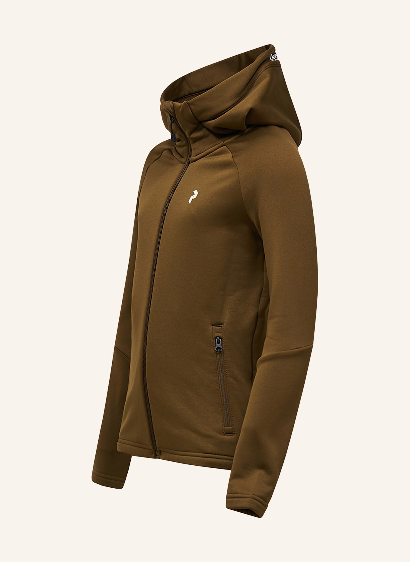 Peak Performance Jr Rider Essentials Midlayer Zip Hood Fleecejacke: KHAKI