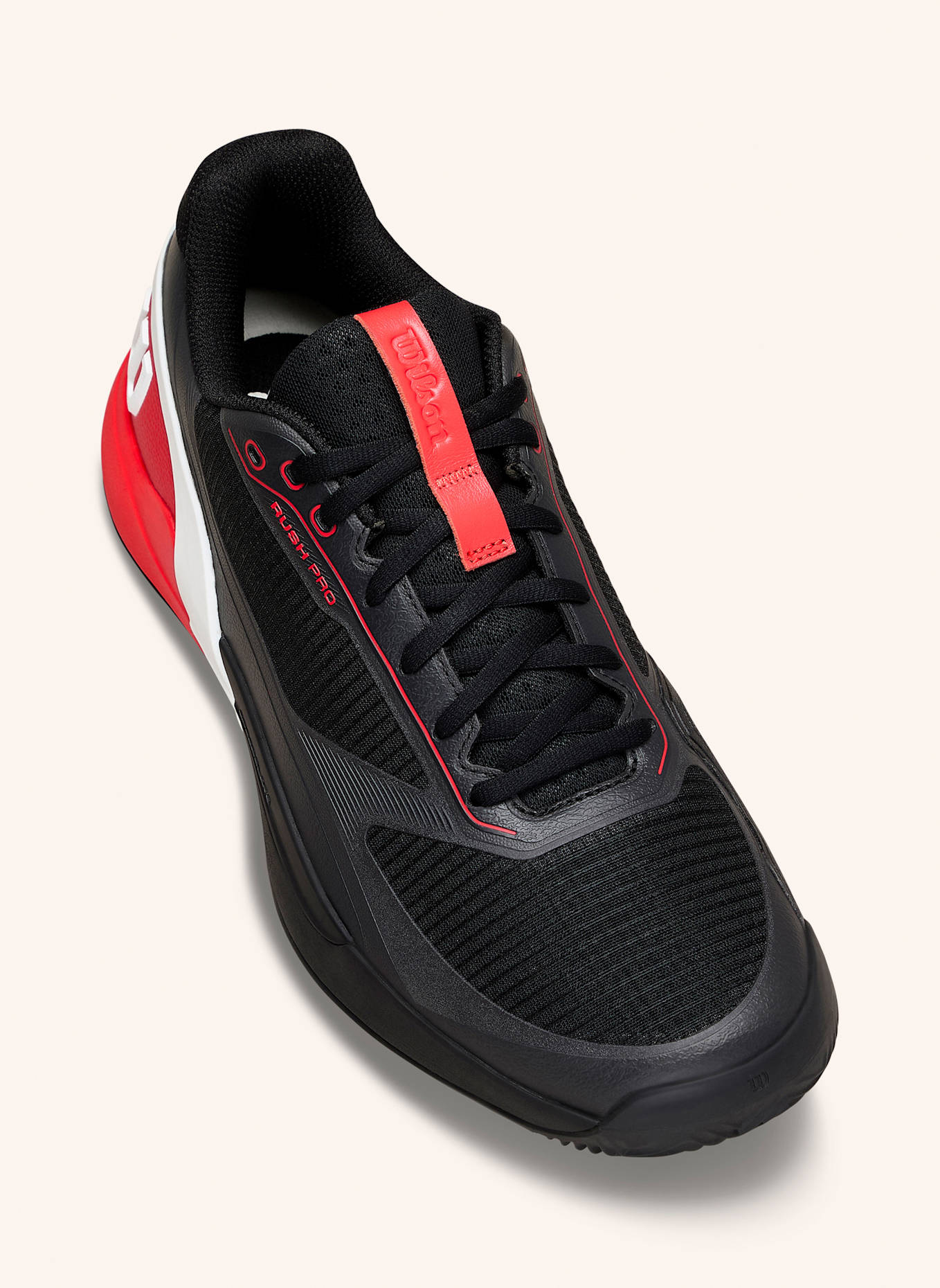 Wilson Rush Pro 5 Clay Tennisschuh: SCHWARZ/ ROT