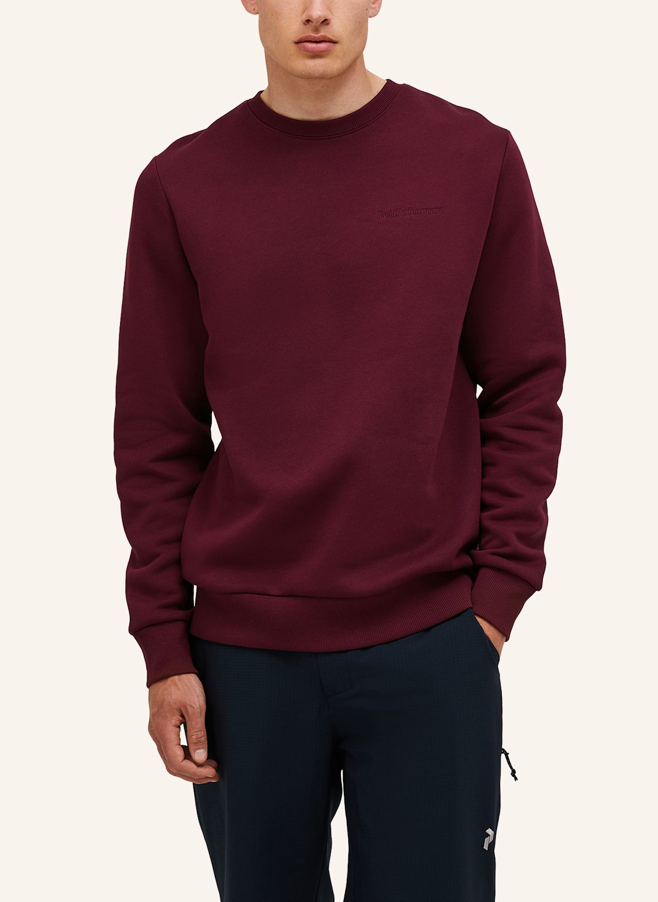 Peak Performance M Original Small Logo Crew Sweatshirtpullover: DUNKELROT