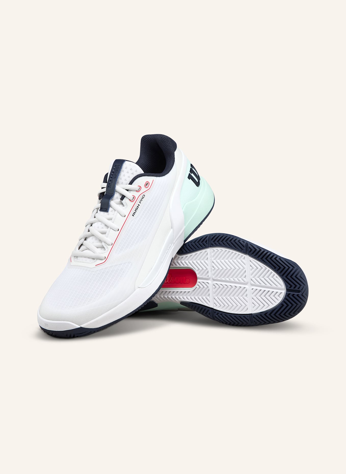 Wilson Rush Pro 5 Tennisschuh: MINT/ WEISS