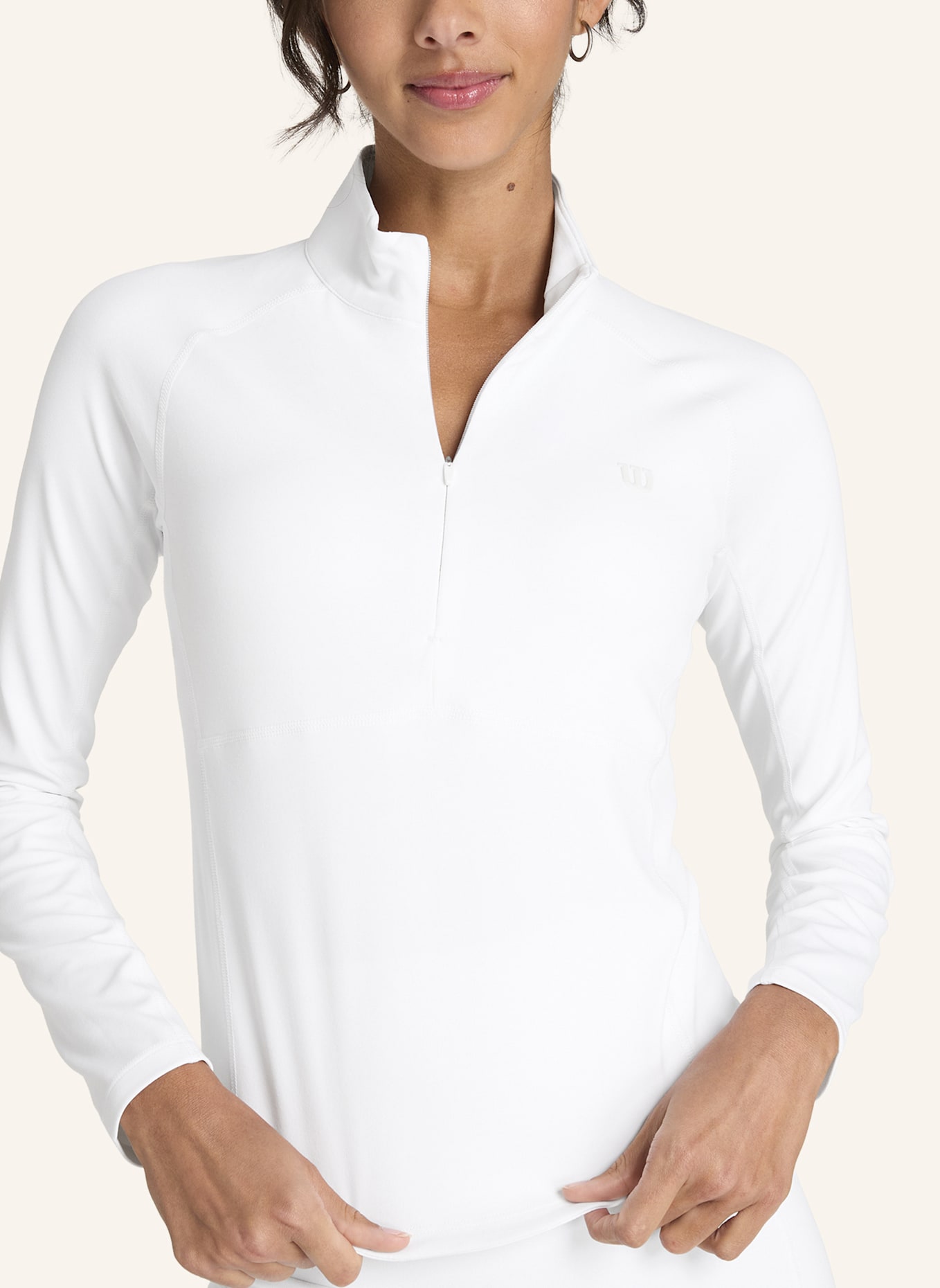 Wilson Baseline Half-Zip Langarmshirt: WEISS
