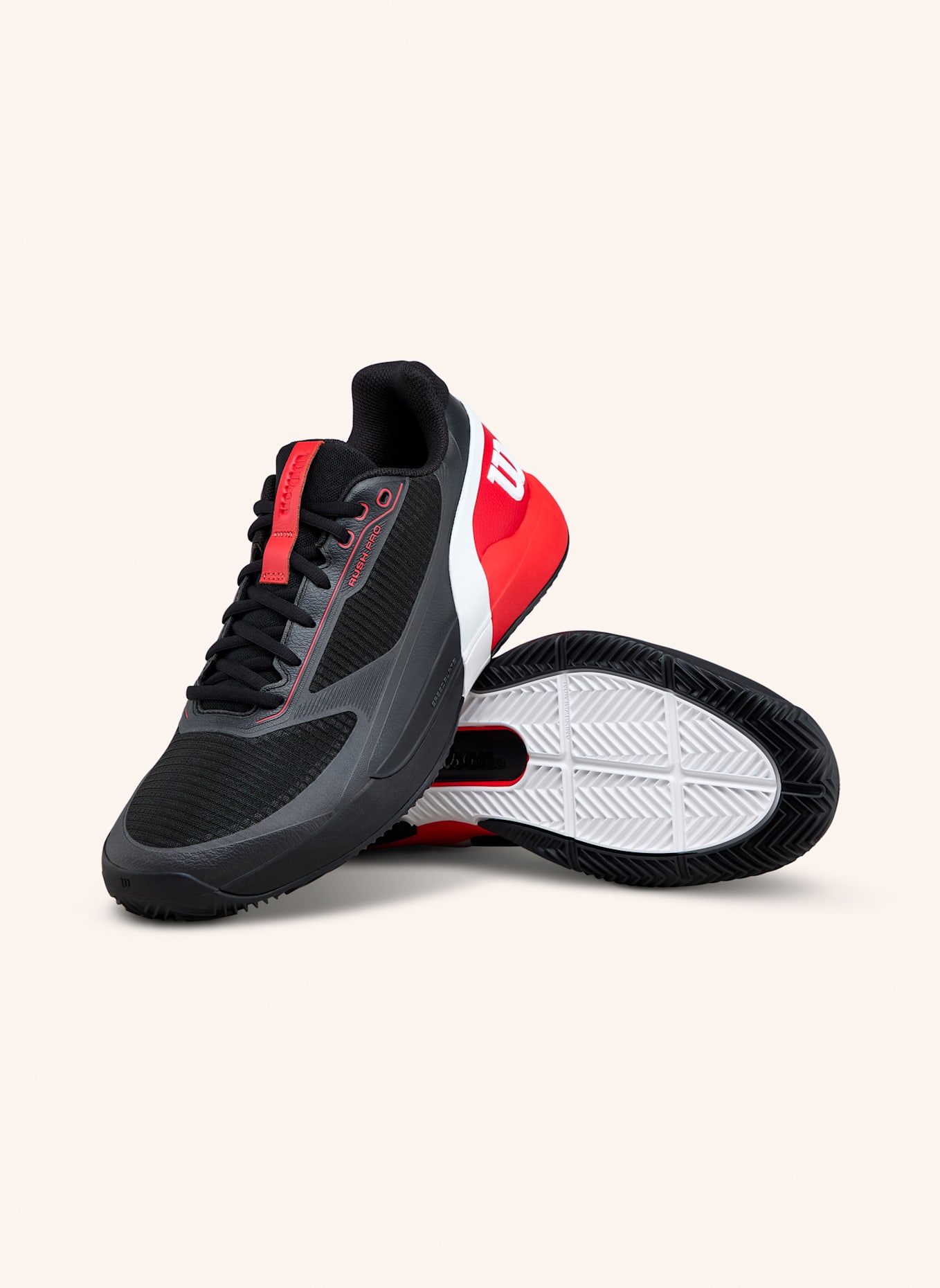 Wilson Rush Pro 5 Clay Tennisschuh: SCHWARZ/ ROT