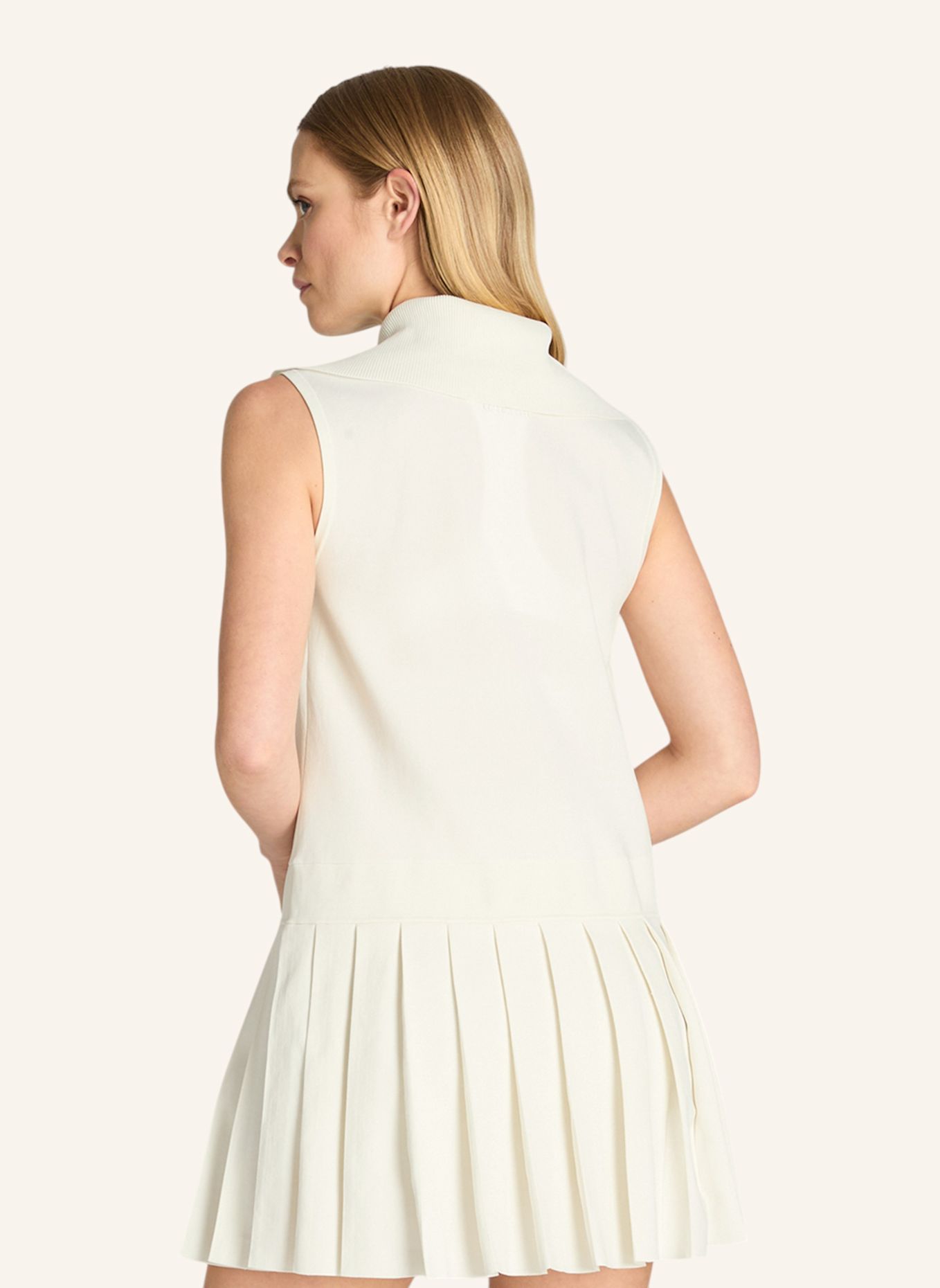 Wilson Sweatkleid W HALF ZIP PLEATED DRESS: BEIGE / WEISS