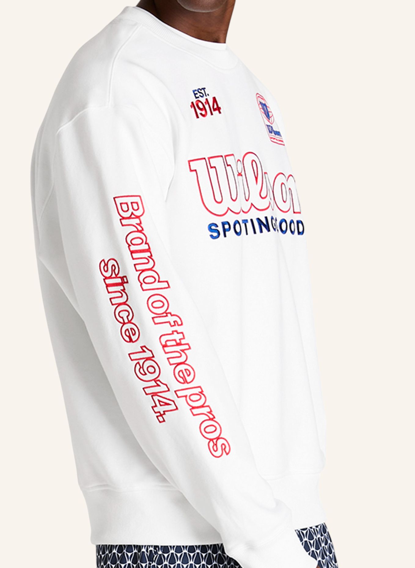 Wilson Sweatshirtpullover M PLAYSTATE CREW SWEATSHIRT: WEISS / ROT