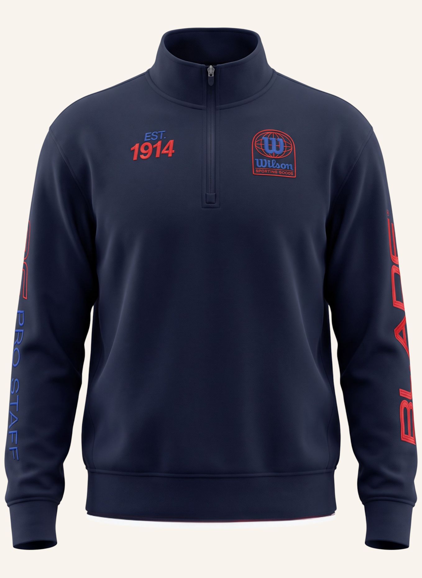 Wilson Sweatshirtjacke M PLAYSTATE HALF ZIP SWEATSHIRT: ROT / BLAU