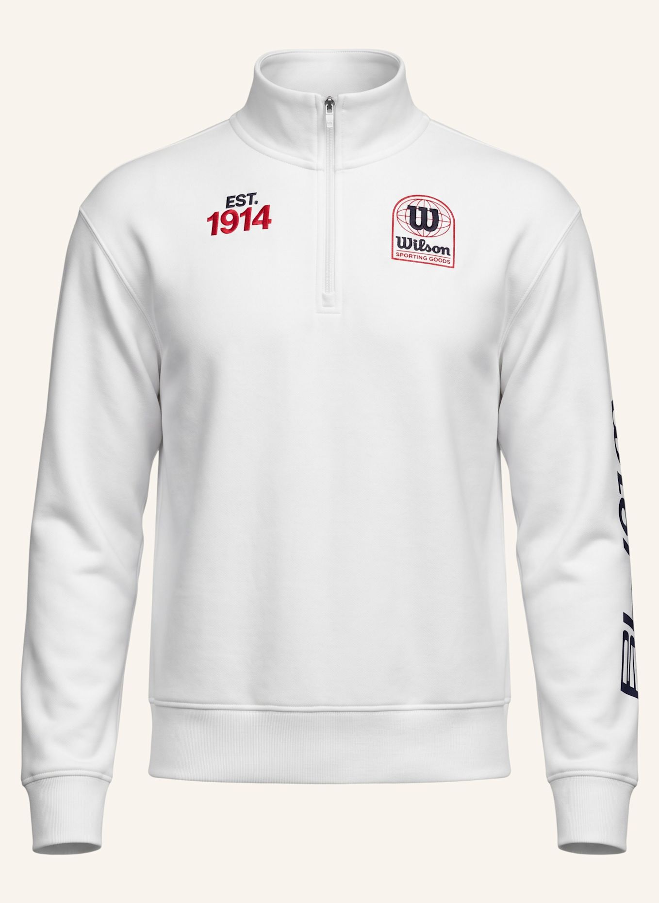 Wilson Sportjacke M PLAYSTATE HALF ZIP SWEATSHIRT: WEISS / ROT