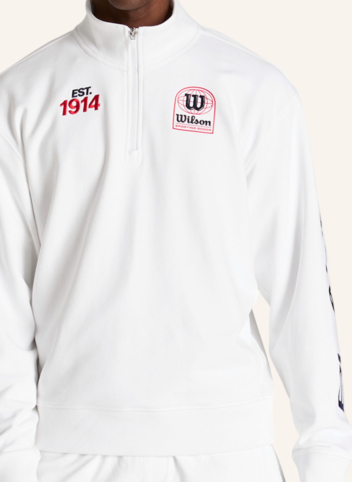 Wilson Sportjacke M PLAYSTATE HALF ZIP SWEATSHIRT: WEISS / ROT