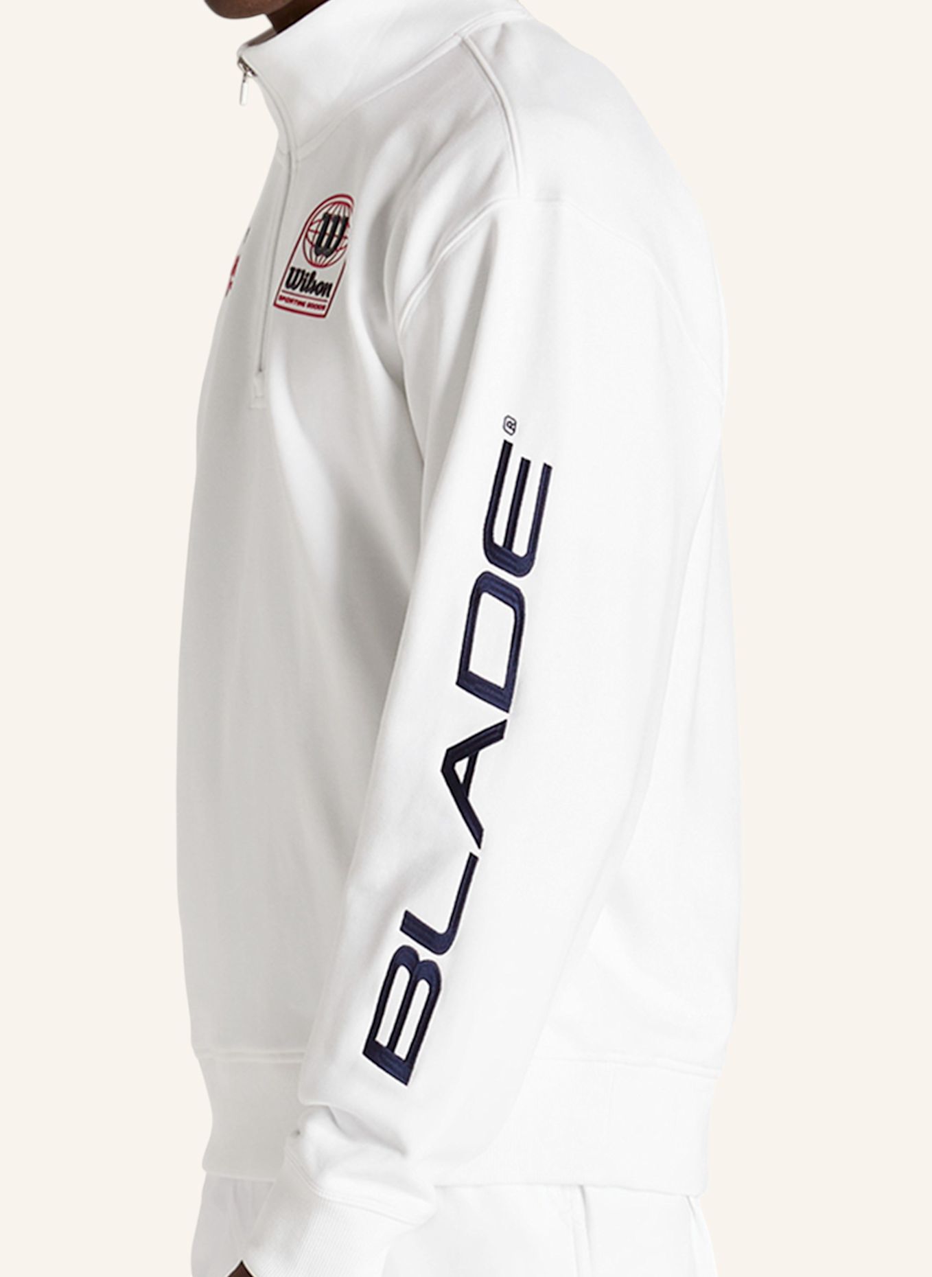 Wilson Sportjacke M PLAYSTATE HALF ZIP SWEATSHIRT: WEISS / ROT