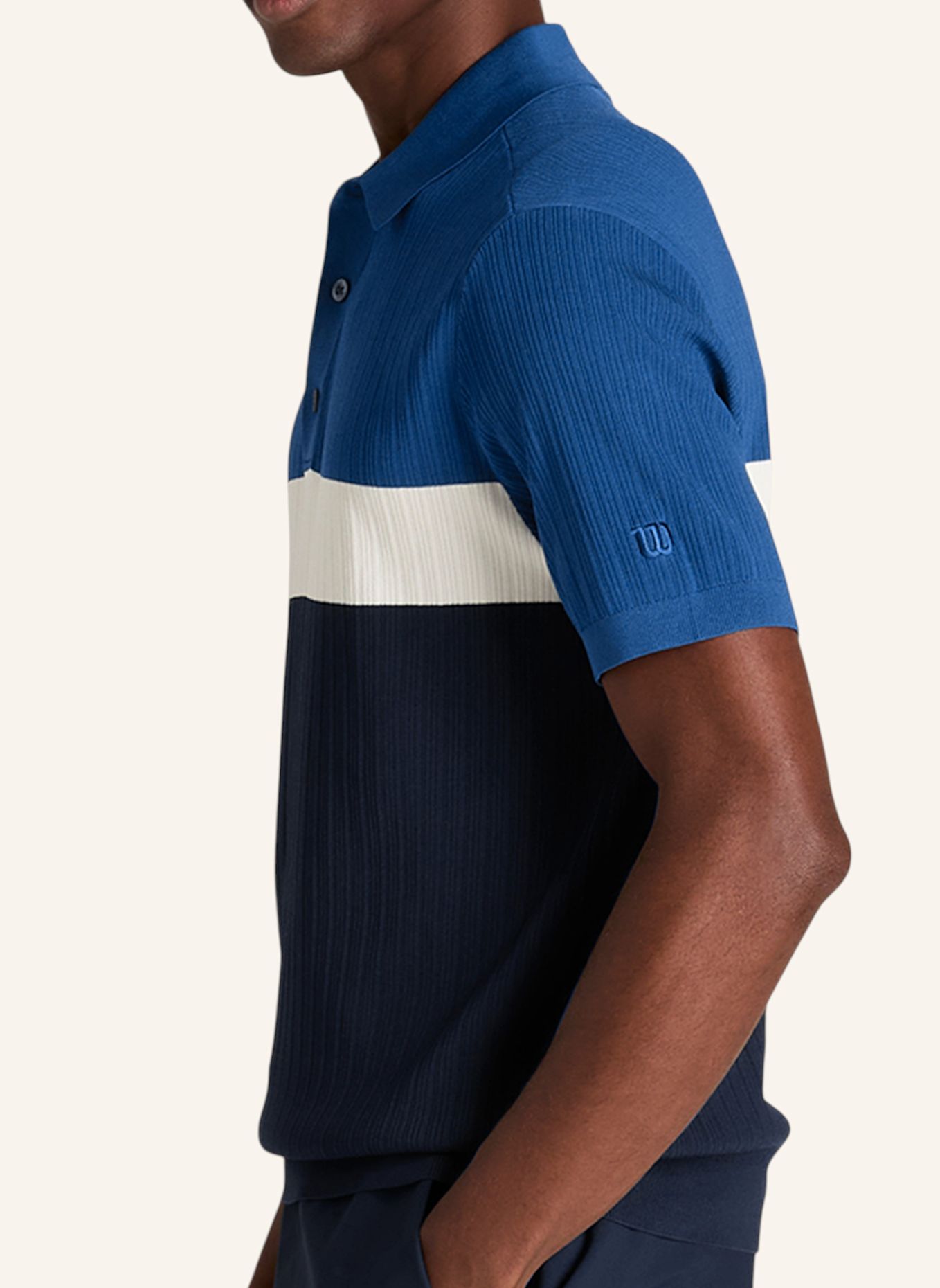 Wilson Top M BILTMORE COLORBLOCK KNIT POLO: BLAU