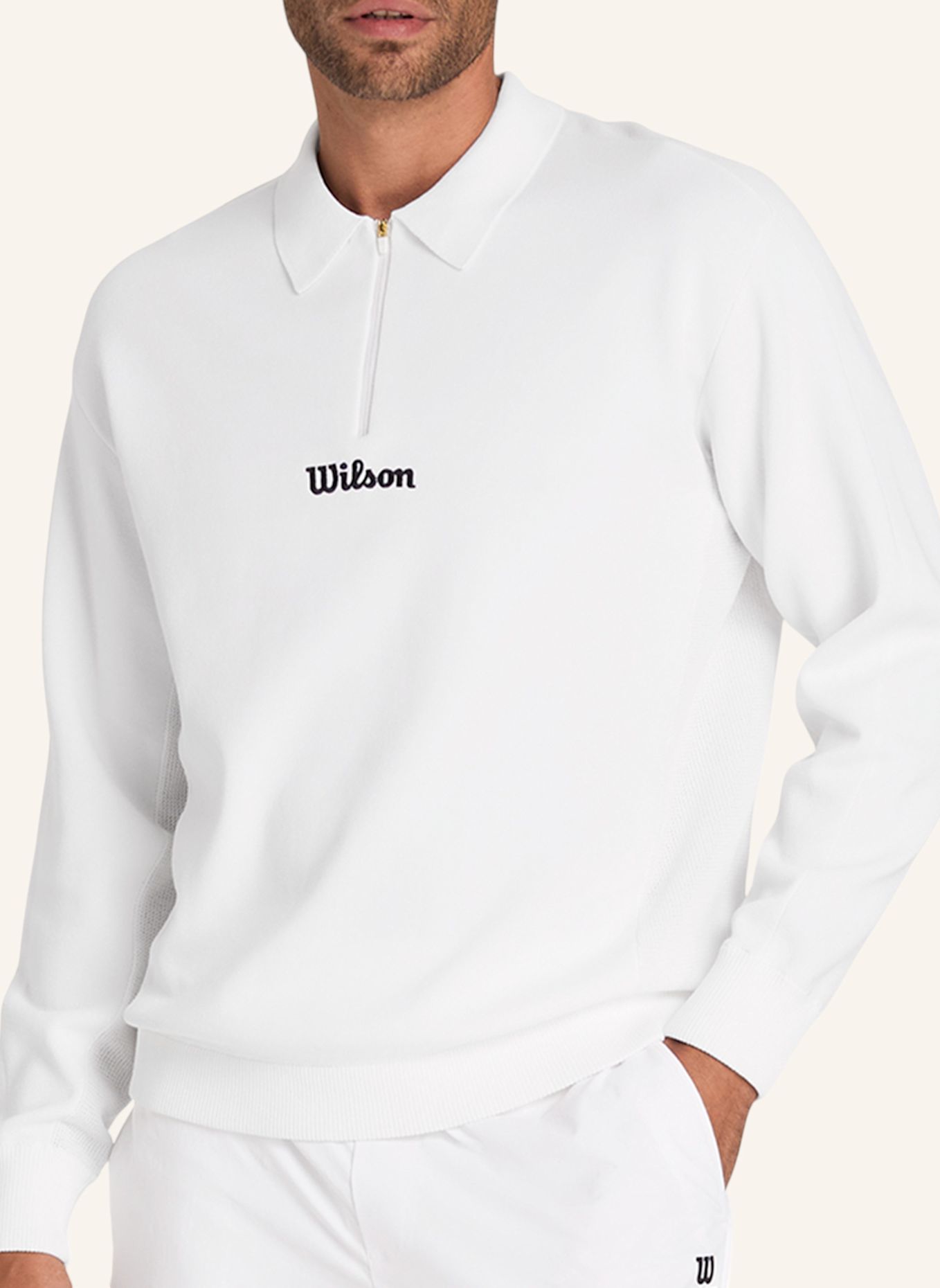 Wilson Langarmshirt M TECHNICAL FLAT KNIT POPOVER: WEISS
