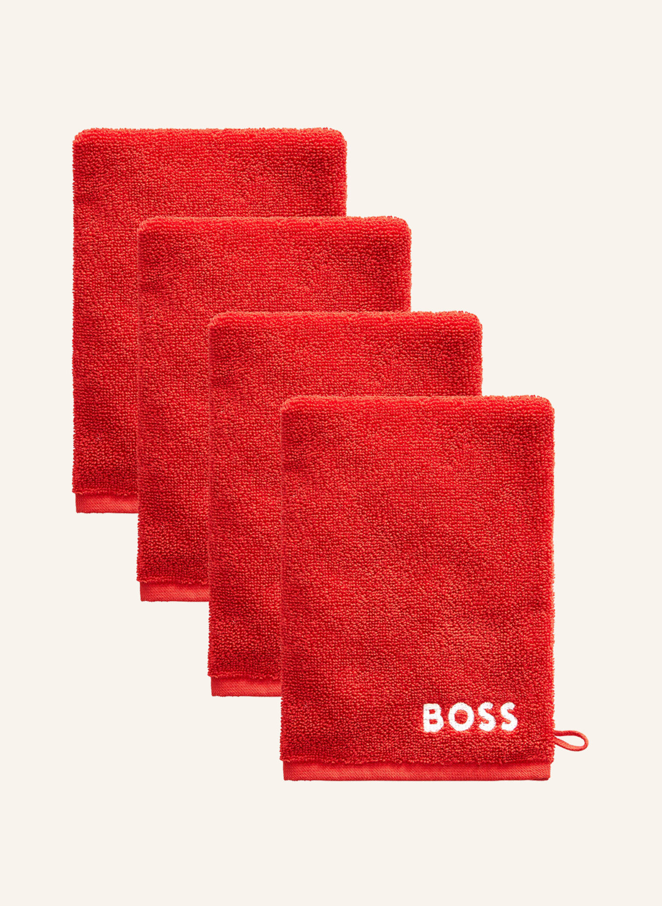 BOSS 4er-Set Waschhandschuhe 4ER-SET WASCHHANDSCHUHE, Farbe: ROT (Bild 1)