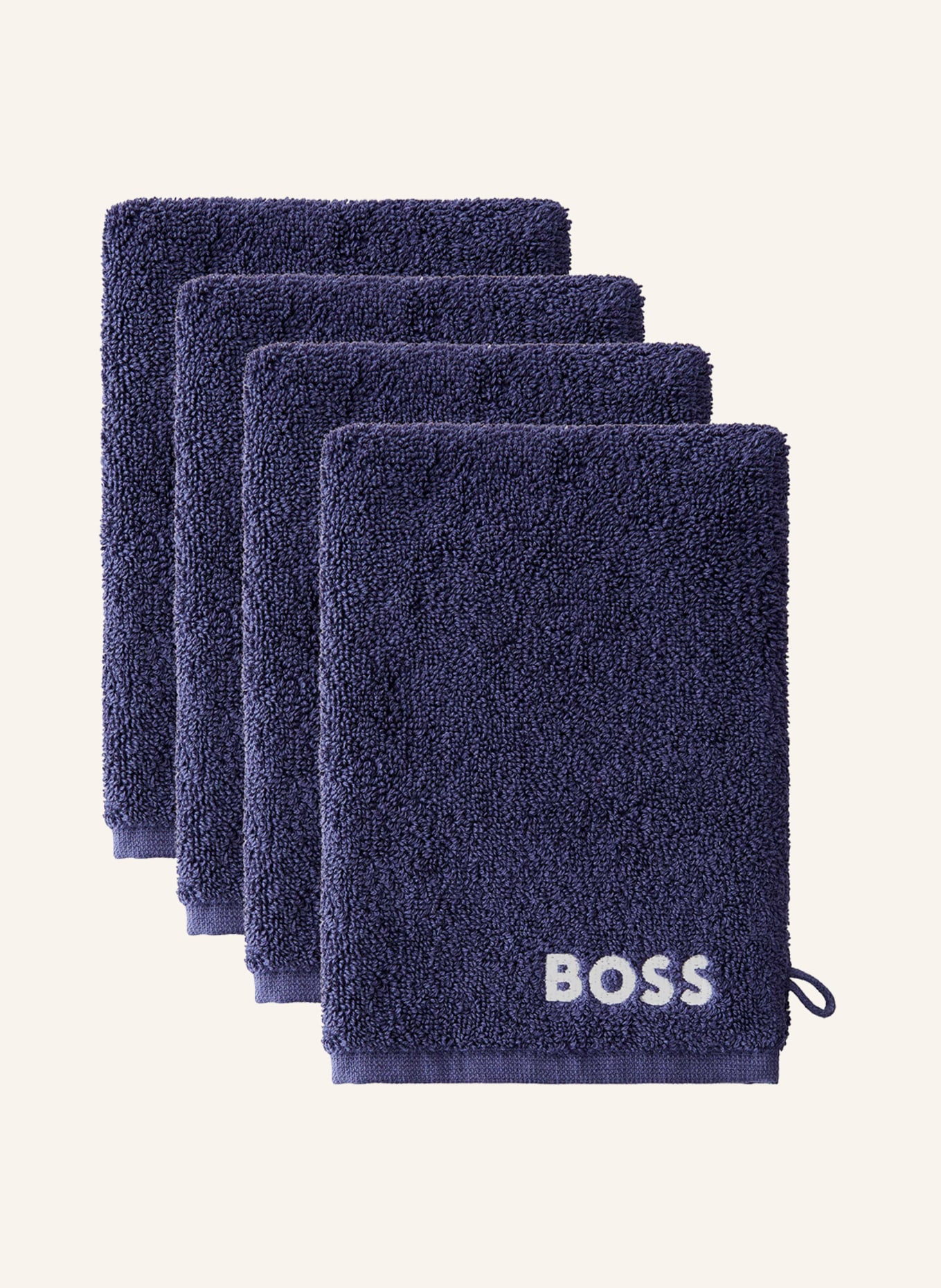 BOSS 4er-Set Waschhandschuhe 4ER-SET WASCHHANDSCHUHE, Farbe: BLAU (Bild 1)