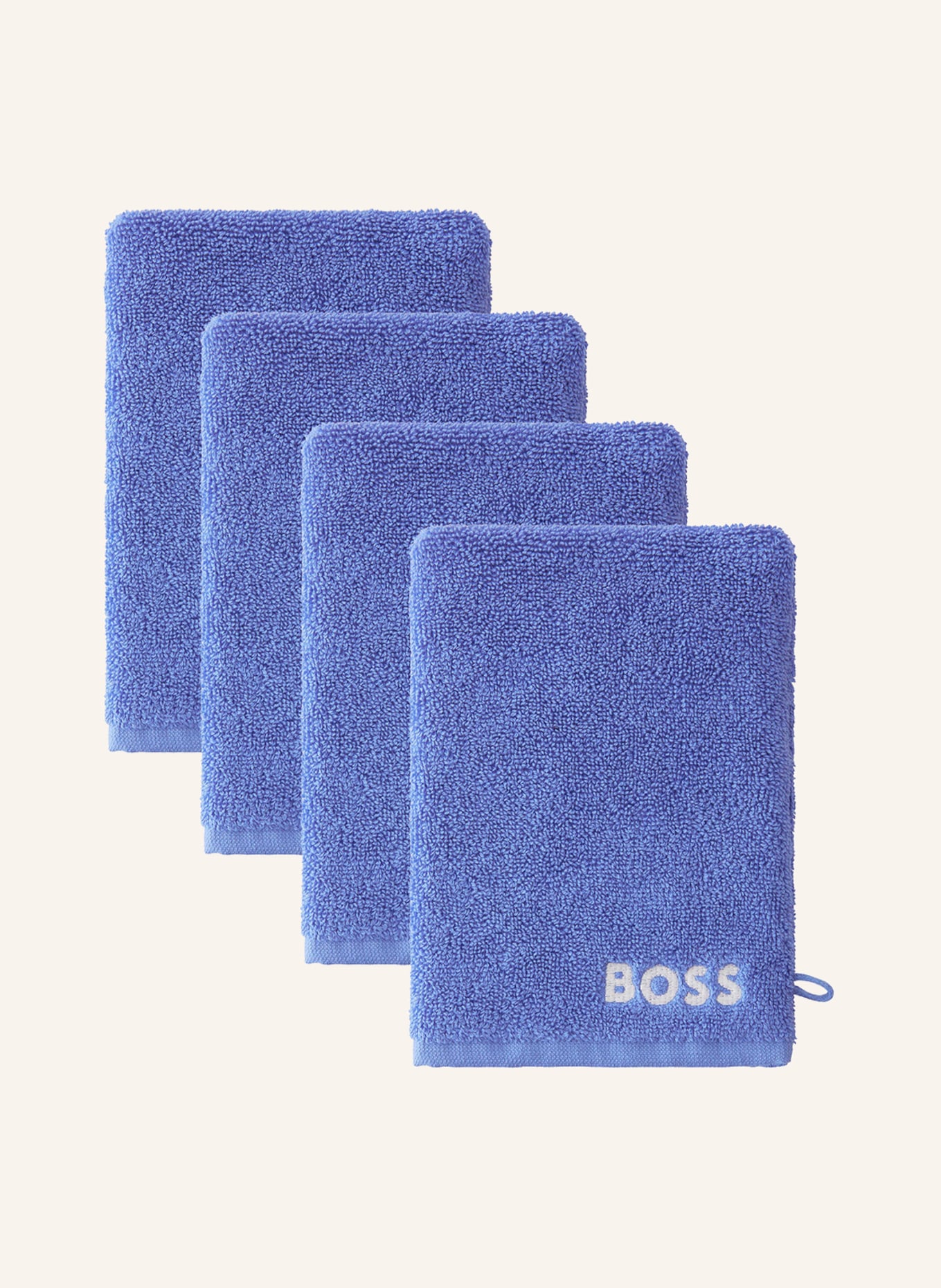 BOSS 4er-Set Waschhandschuhe 4ER-SET WASCHHANDSCHUHE, Farbe: BLAU (Bild 1)