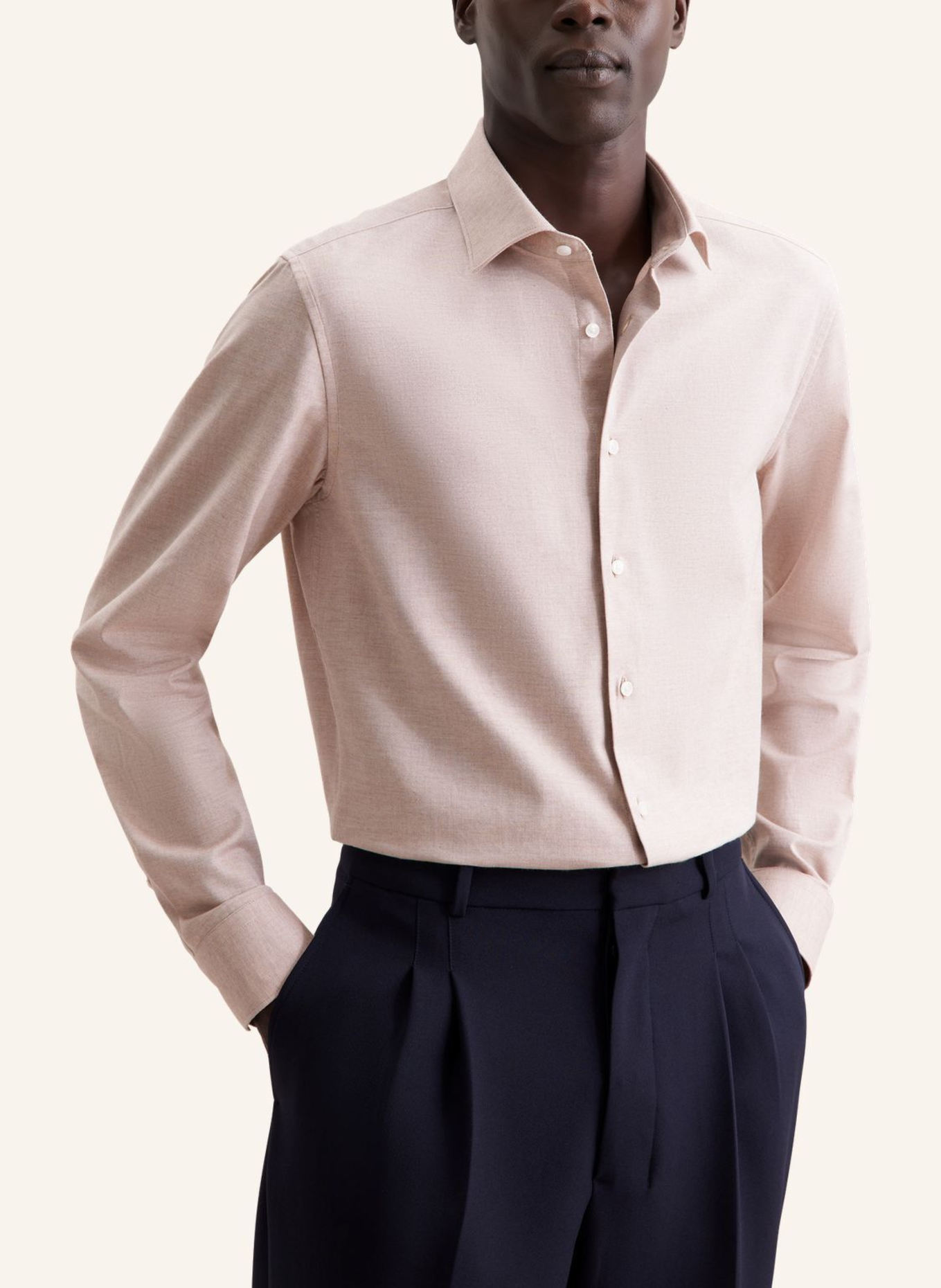 seidensticker Flanellhemd Shaped Fit: BEIGE