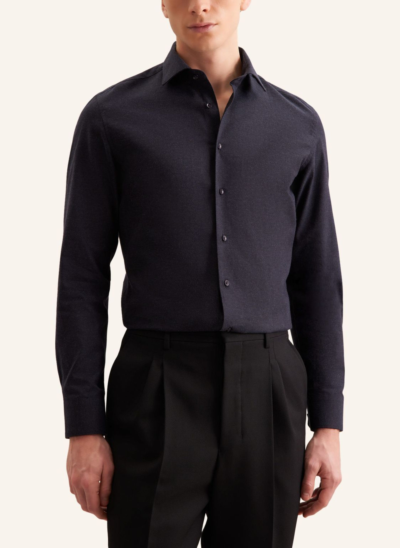 seidensticker Flanellhemd Shaped Fit: DUNKELBLAU