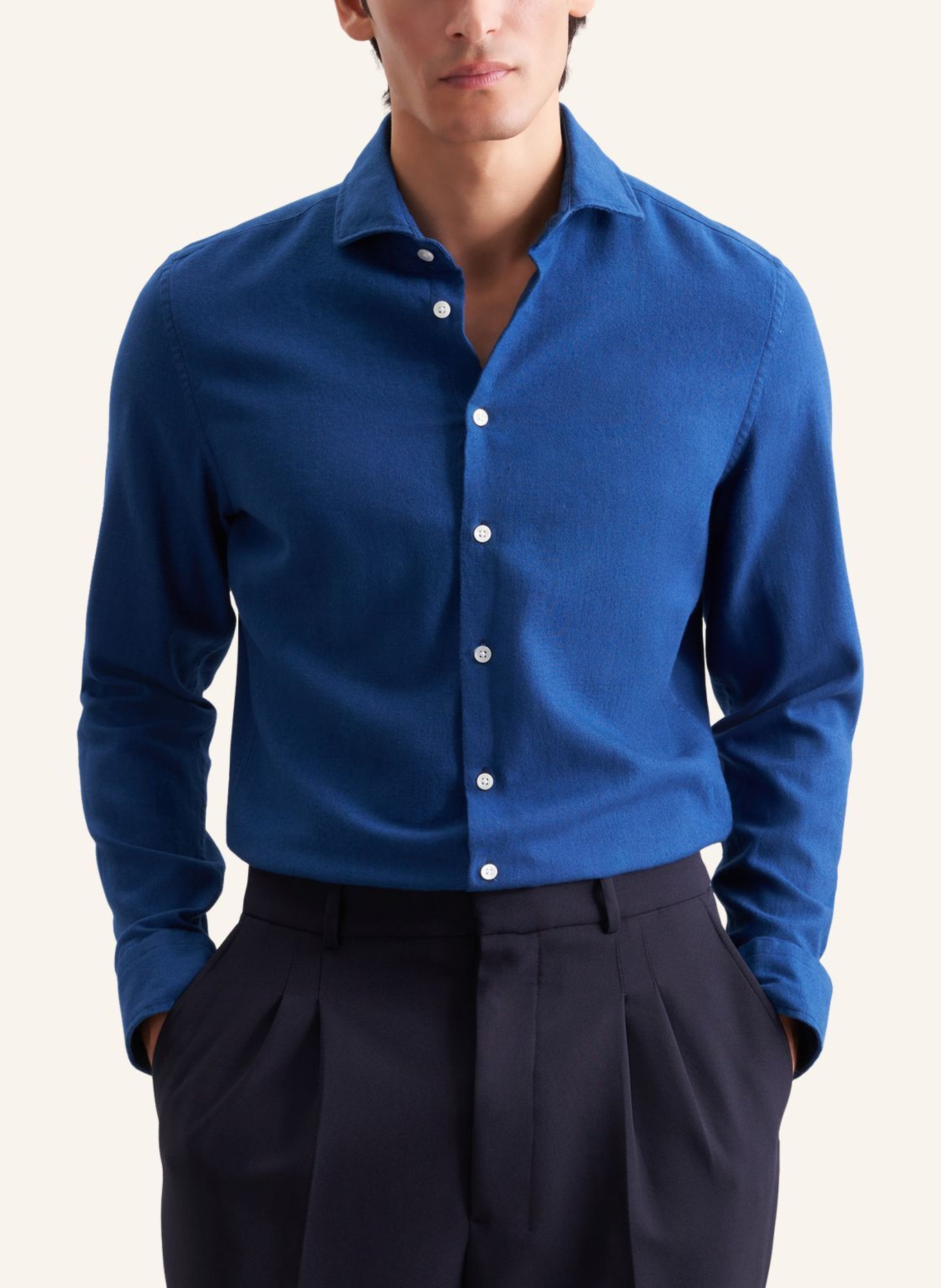 seidensticker Flanellhemd Slim Fit: DUNKELBLAU