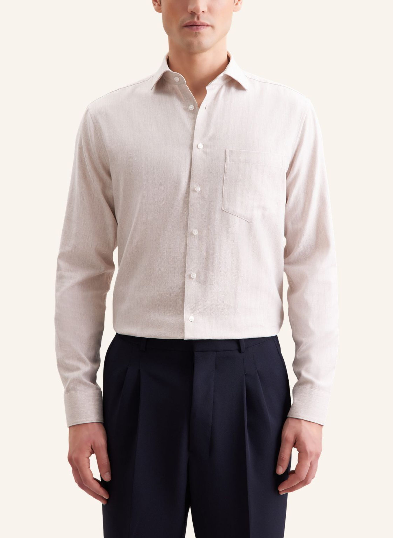 seidensticker Flanellhemd Regular Fit: BEIGE