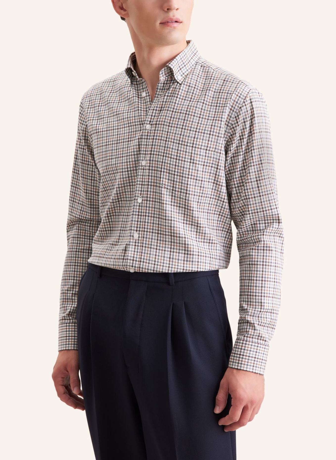 seidensticker Flanellhemd Regular Fit: BRAUN