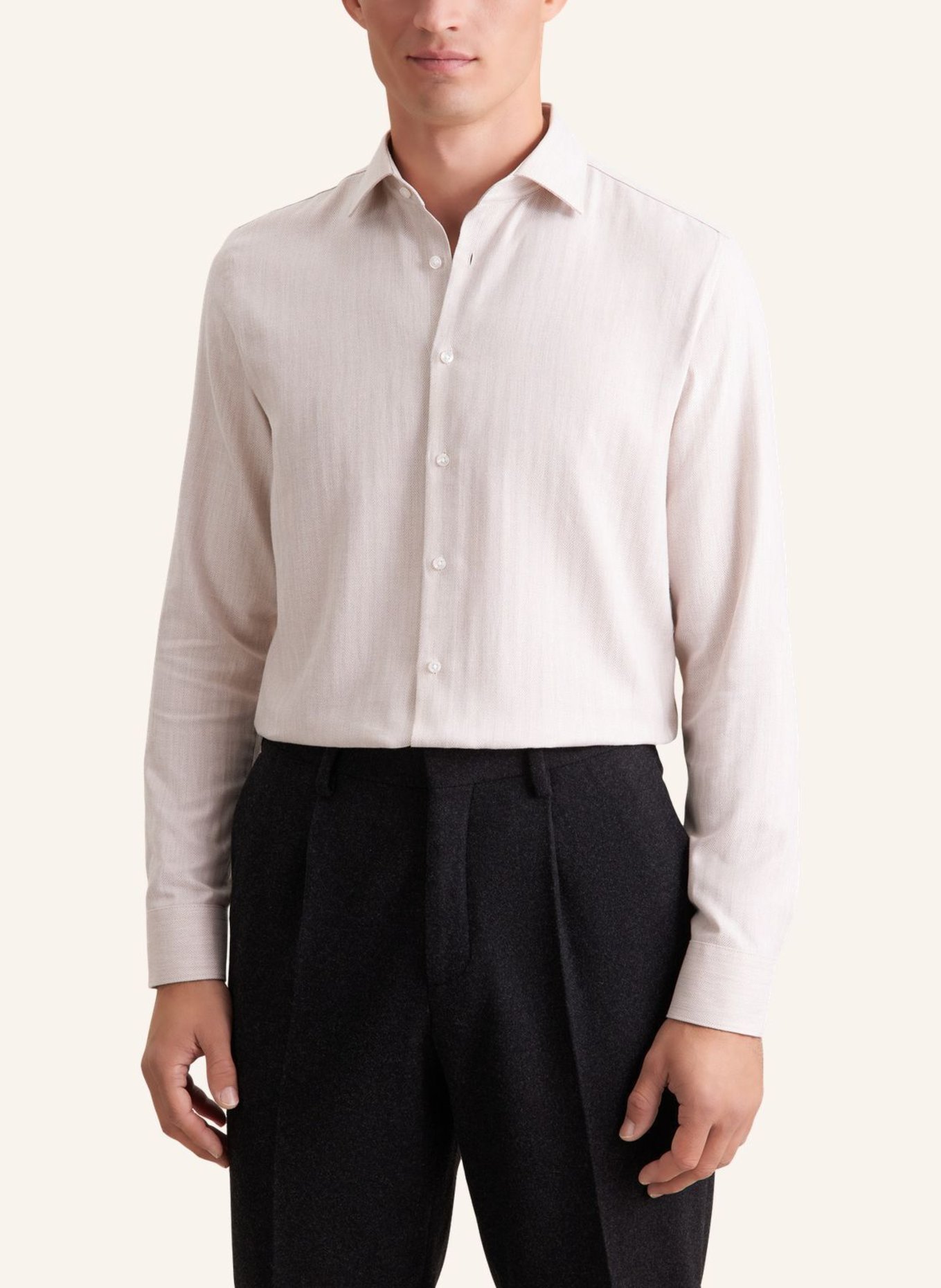 seidensticker Flanellhemd Slim Fit: BEIGE