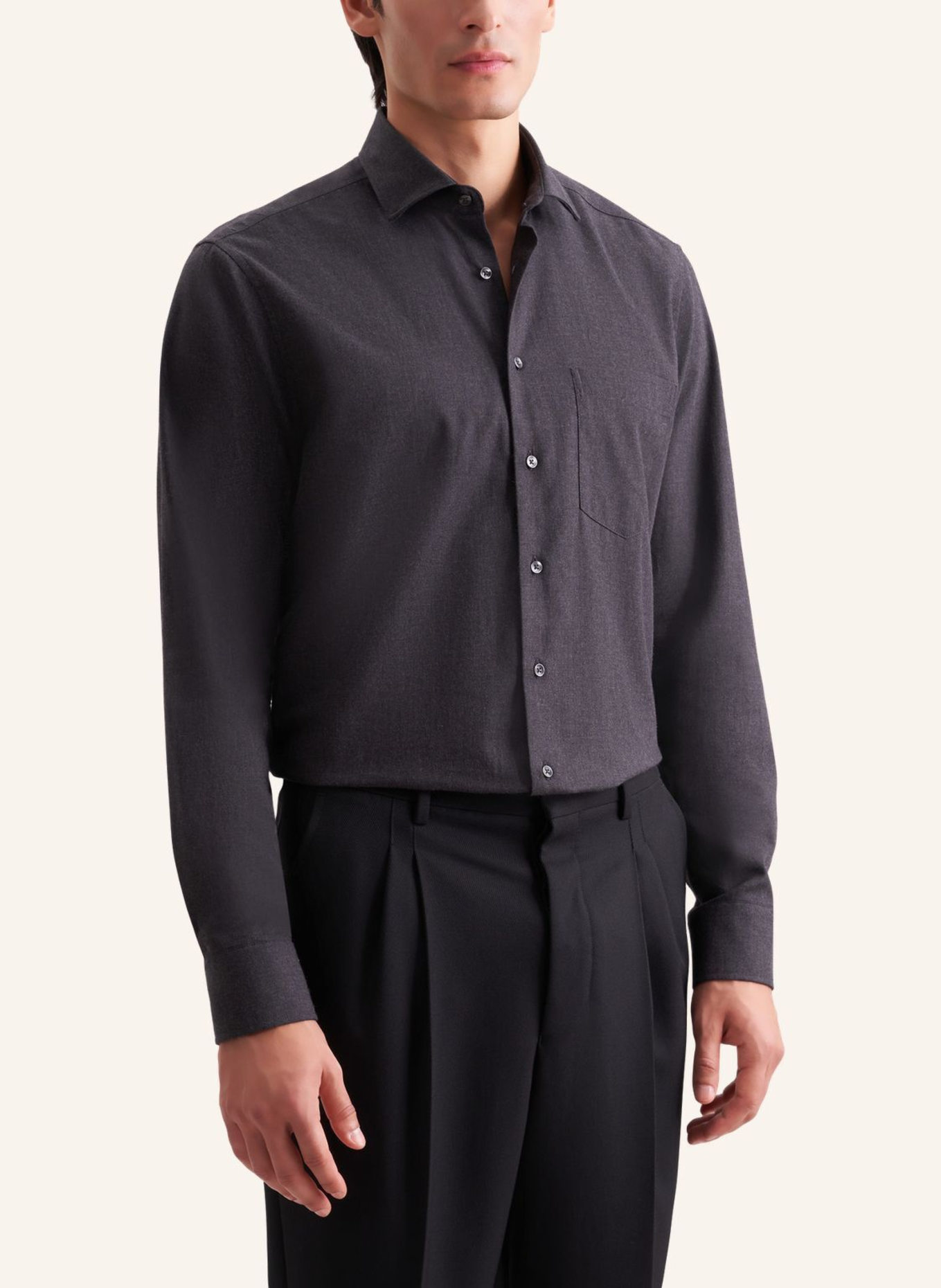 seidensticker Flanellhemd Regular Fit: GRAU