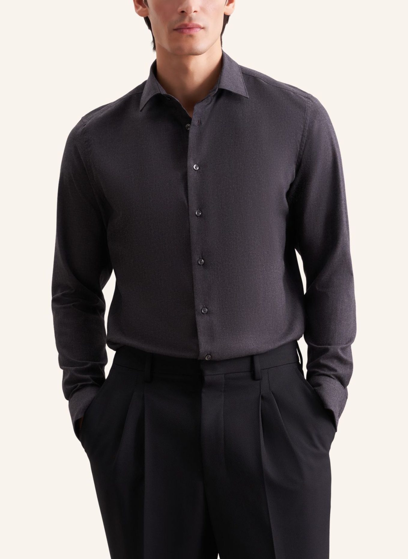 seidensticker Flanellhemd Slim Fit: GRAU