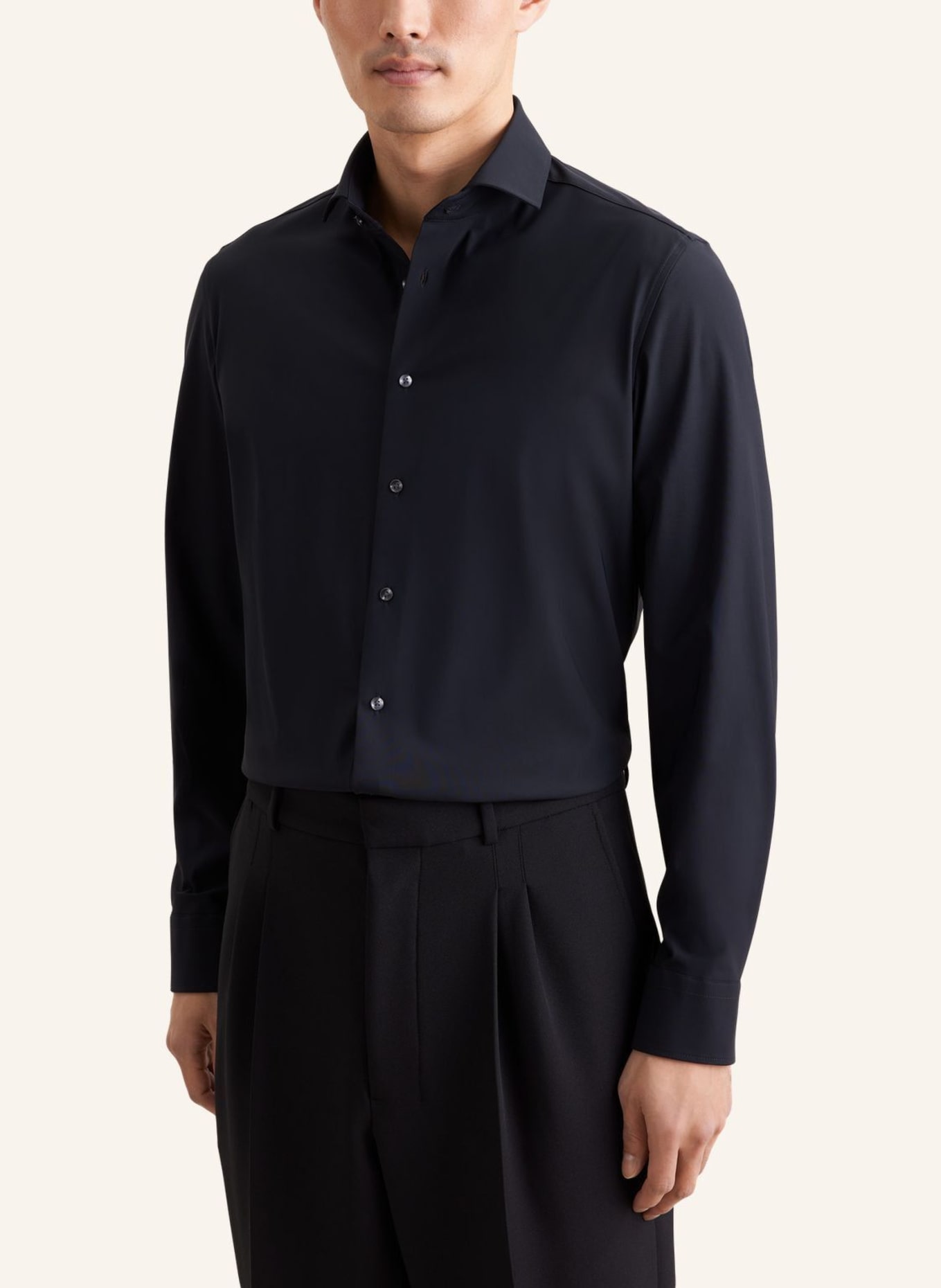 seidensticker Slim-Fit Performance Shirt: BLACK
