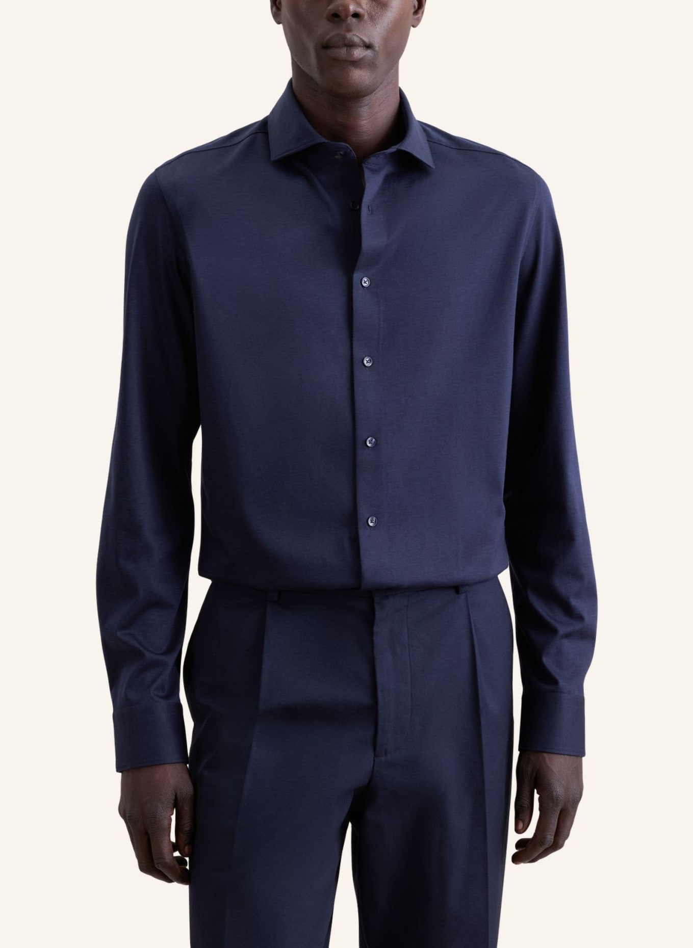 seidensticker Jerseyoverhemd, slim fit: DONKERBLAUW